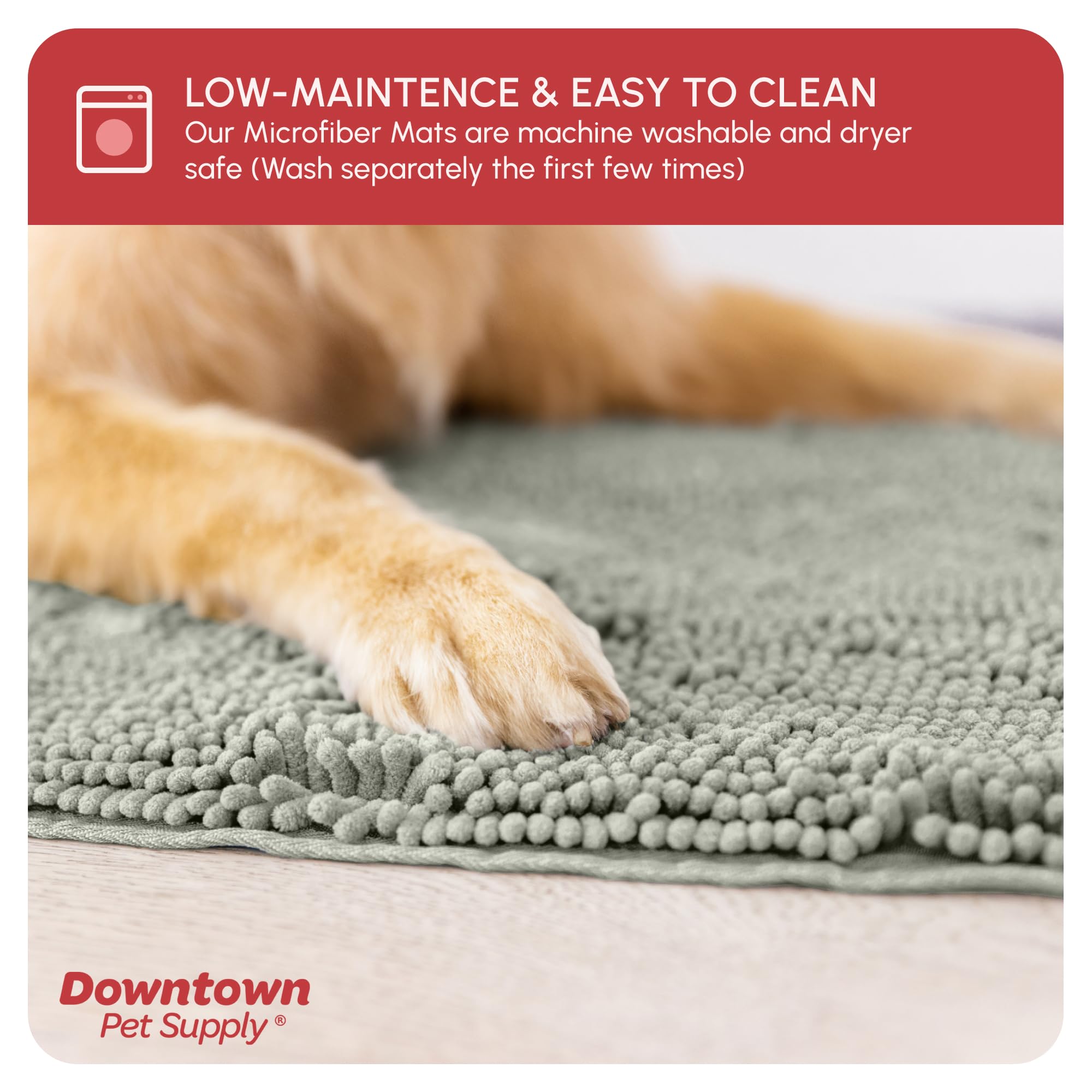 My Doggy Place Microfiber Dog Mat for Muddy Paws, 60 x 36 Light Grey - Non-Slip, Absorbent and Quick-Drying Dog Paw Cleaning Mat