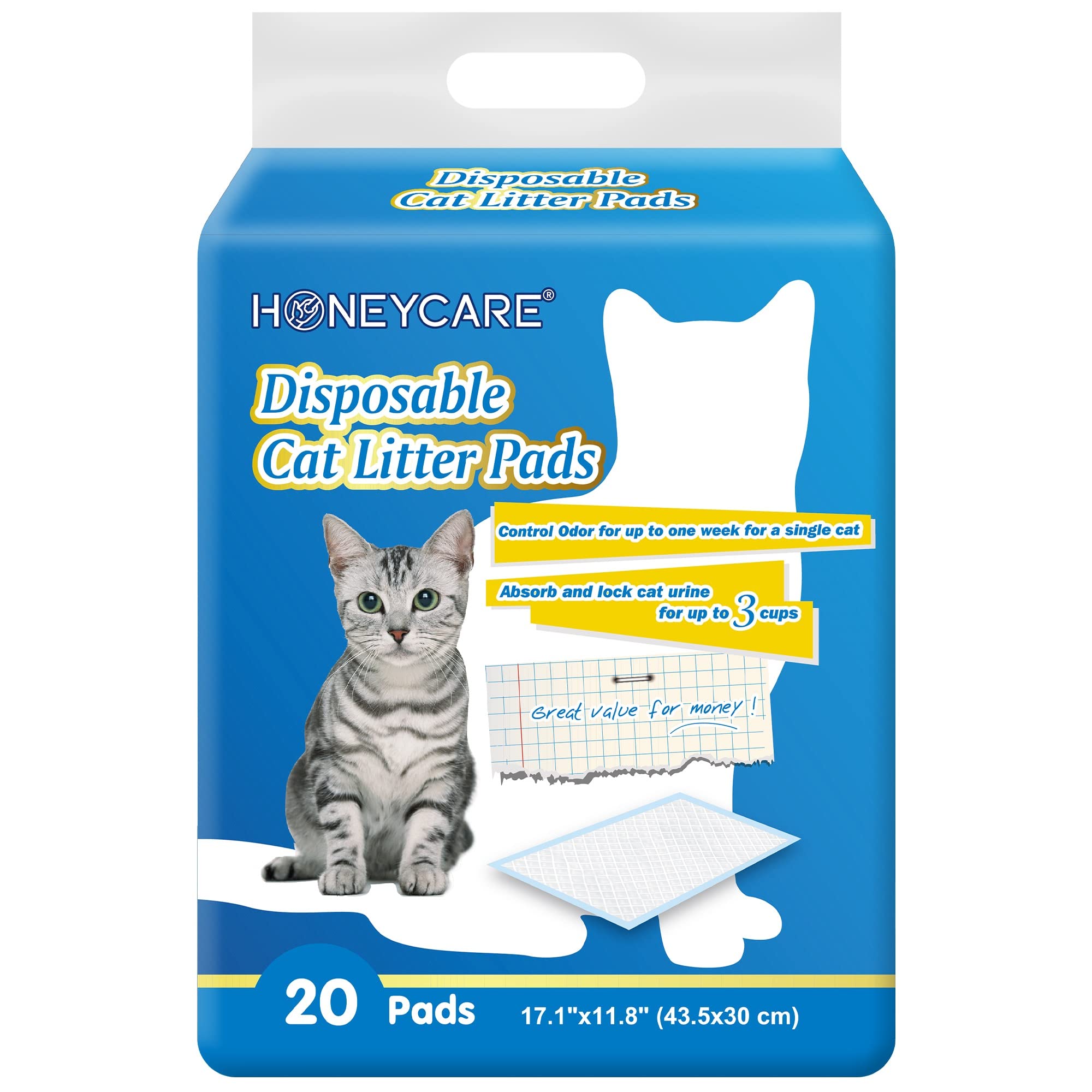 Honey Care All-Absorb 20 Count Cat Litter Pads, 17.1 By 11.8-Inch