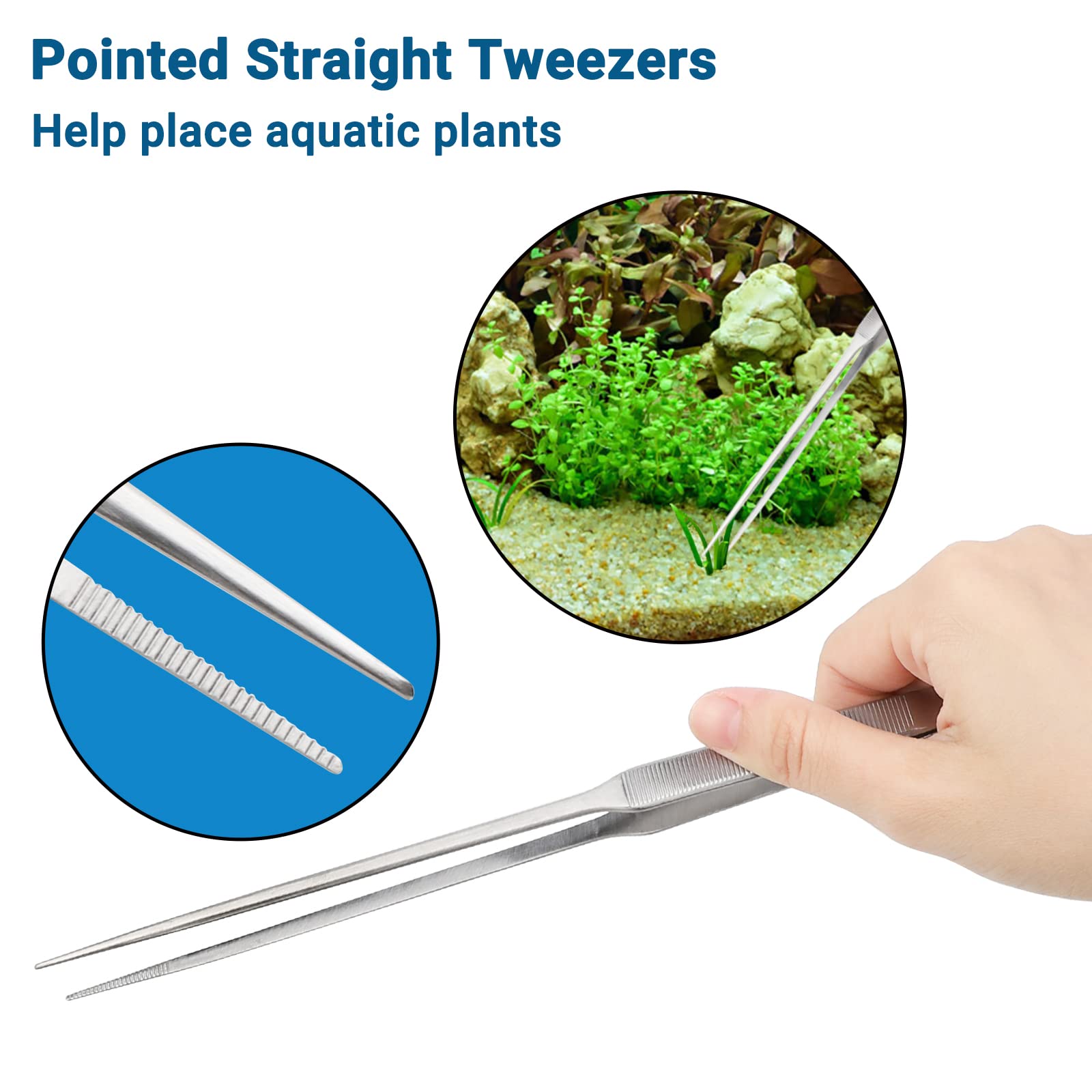 Segarty 6-in-1 Stainless Steel Aquascaping Tools Kit - Silver Plant Scissors, Tweezers, Scrapers for Fish Tank Care