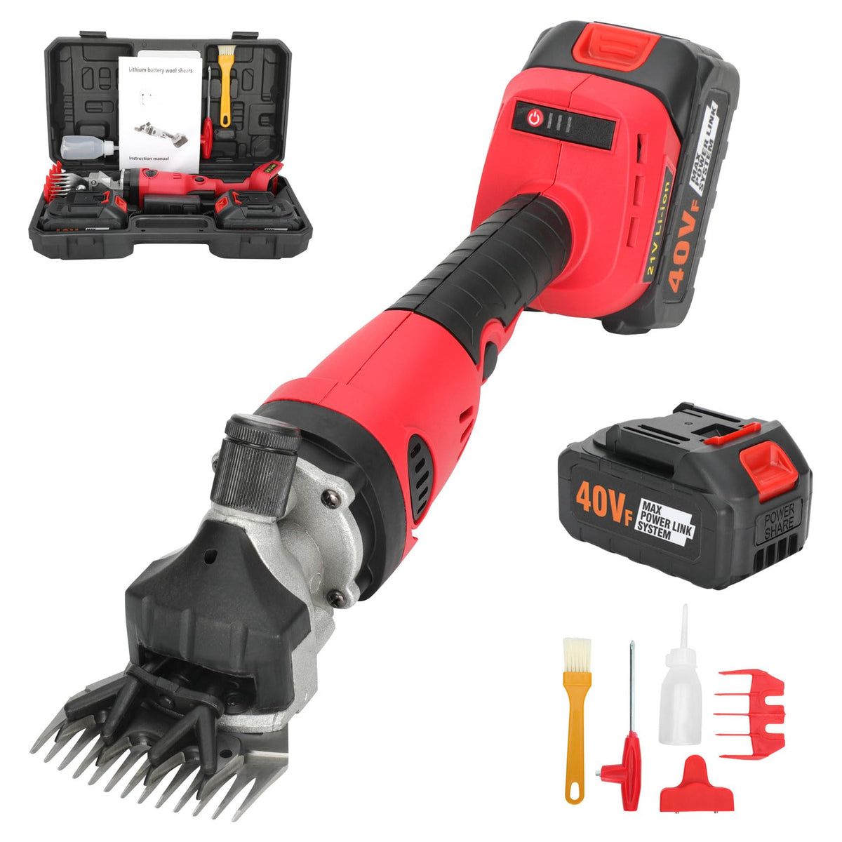 21V Cordless Electric Professional Sheep Shears, Rechargeable Sheep Clippers Cordless, Heavy Duty Animal Grooming Clippers For S