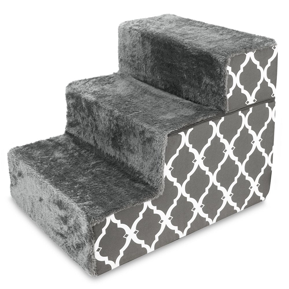 Best Pet Supplies Foldable Foam Pet Steps for Small Dogs & Cats, Portable Ramp Stairs for Couch, Sofa & High Bed Climbing, Non-S