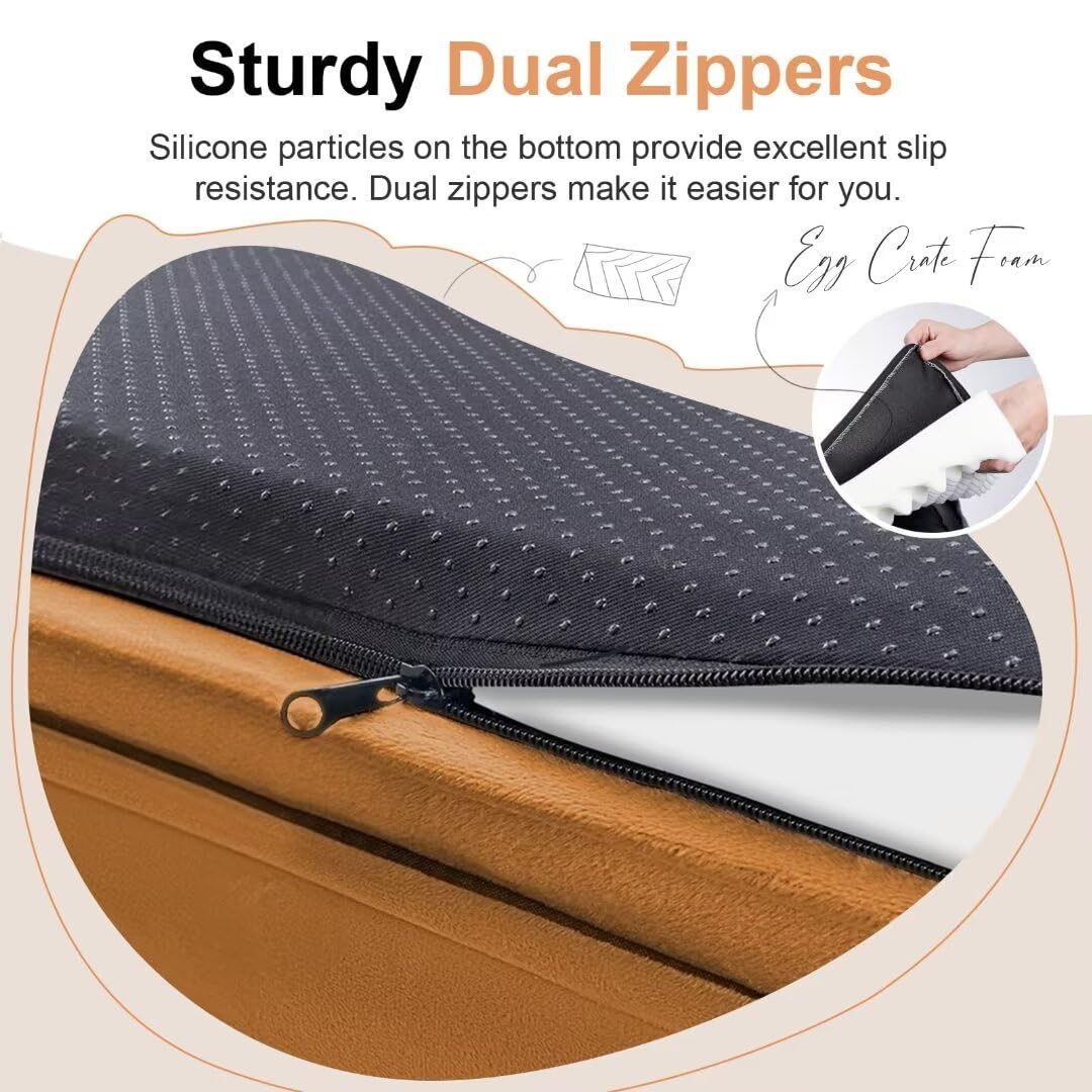 Large Dog Bed Orthopedic Washable: Jumbo Dog Bed Bolster Extra Large Dogs Egg Crate Foam Sofa Couch Waterproof Removable Cover - Orange