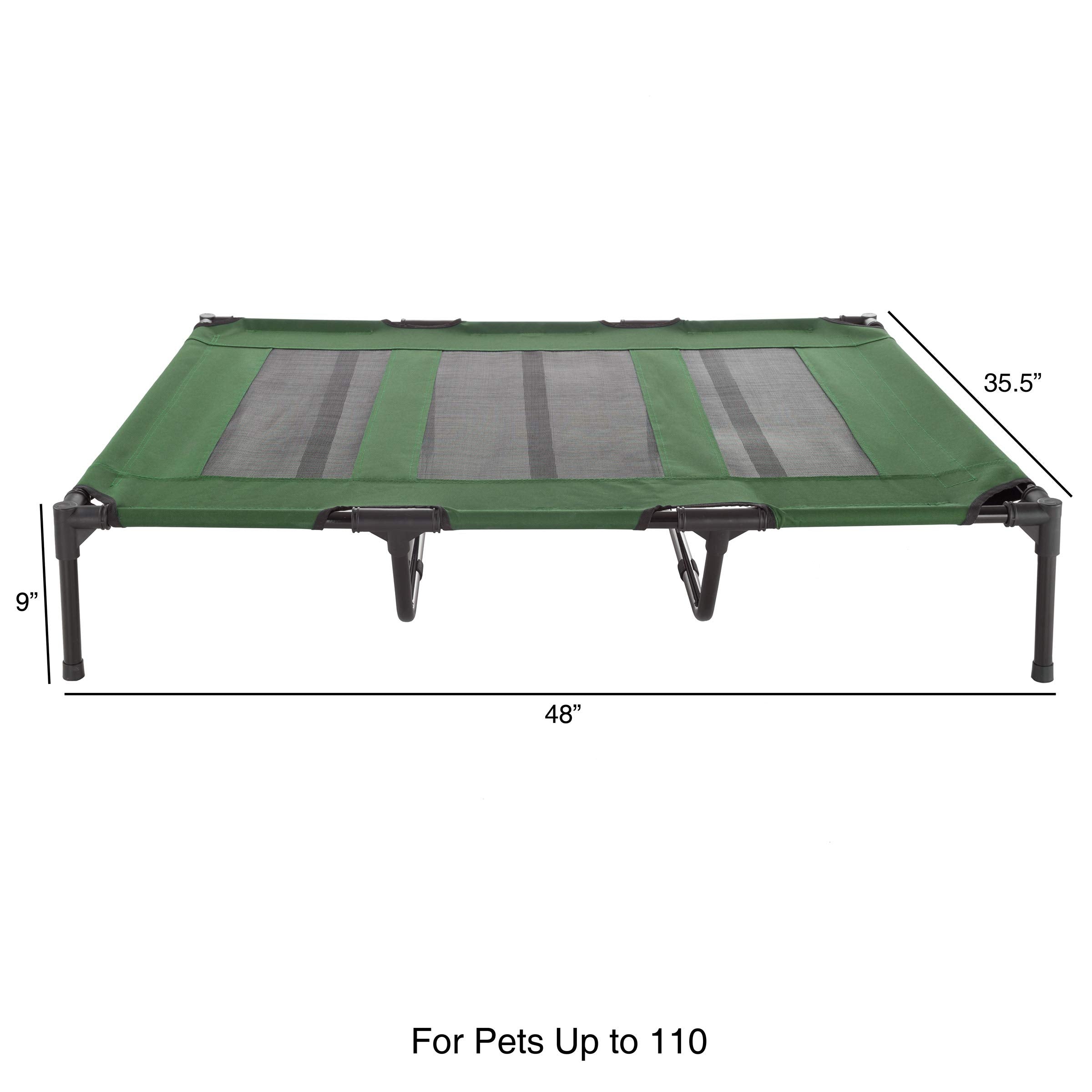 Elevated Dog Bed - 48X35.5 Portable Bed For Pets With Non-Slip Feet - Indoor/Outdoor Dog Cot Or Puppy Bed For Pets Up To 110Lbs By Petmaker (Green)
