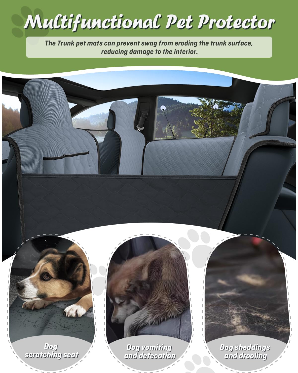Shademax Custom For Tesla Model Y Dog Car Seat Cover For Back Seat, Dog Back Seat Pet Mat Protector With Pockets For Model Y Acc