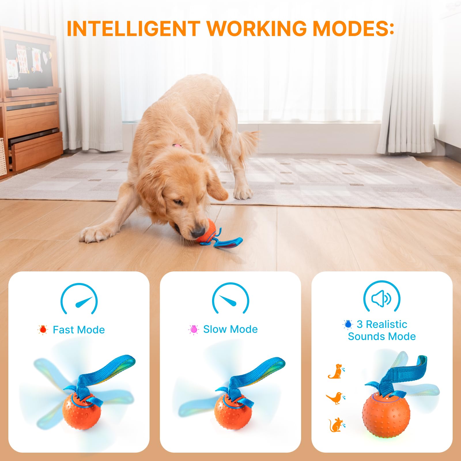 Interactive Dog Ball Toys Electric Automatic Moving Dog Toys To Keep Them Busy Rechargeable Smart Rolling Dog Squeaky Ball For L