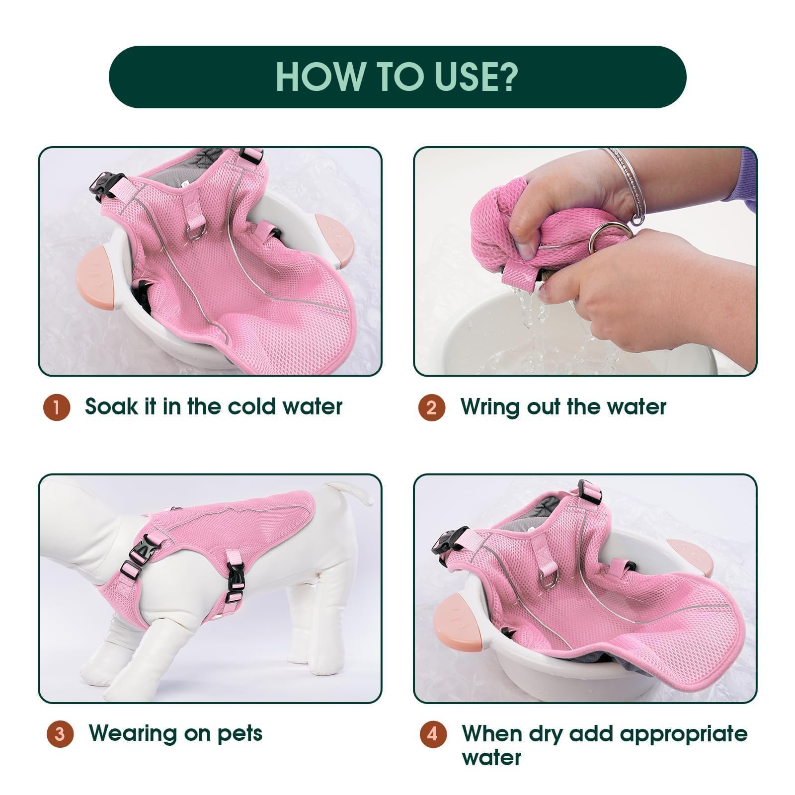 Kuoser Cooling Vest For Large Dogs, Doggie Lightweight Cooler Jacket Breathable Shirts Reflective Pet Cooling Harness For Beach,