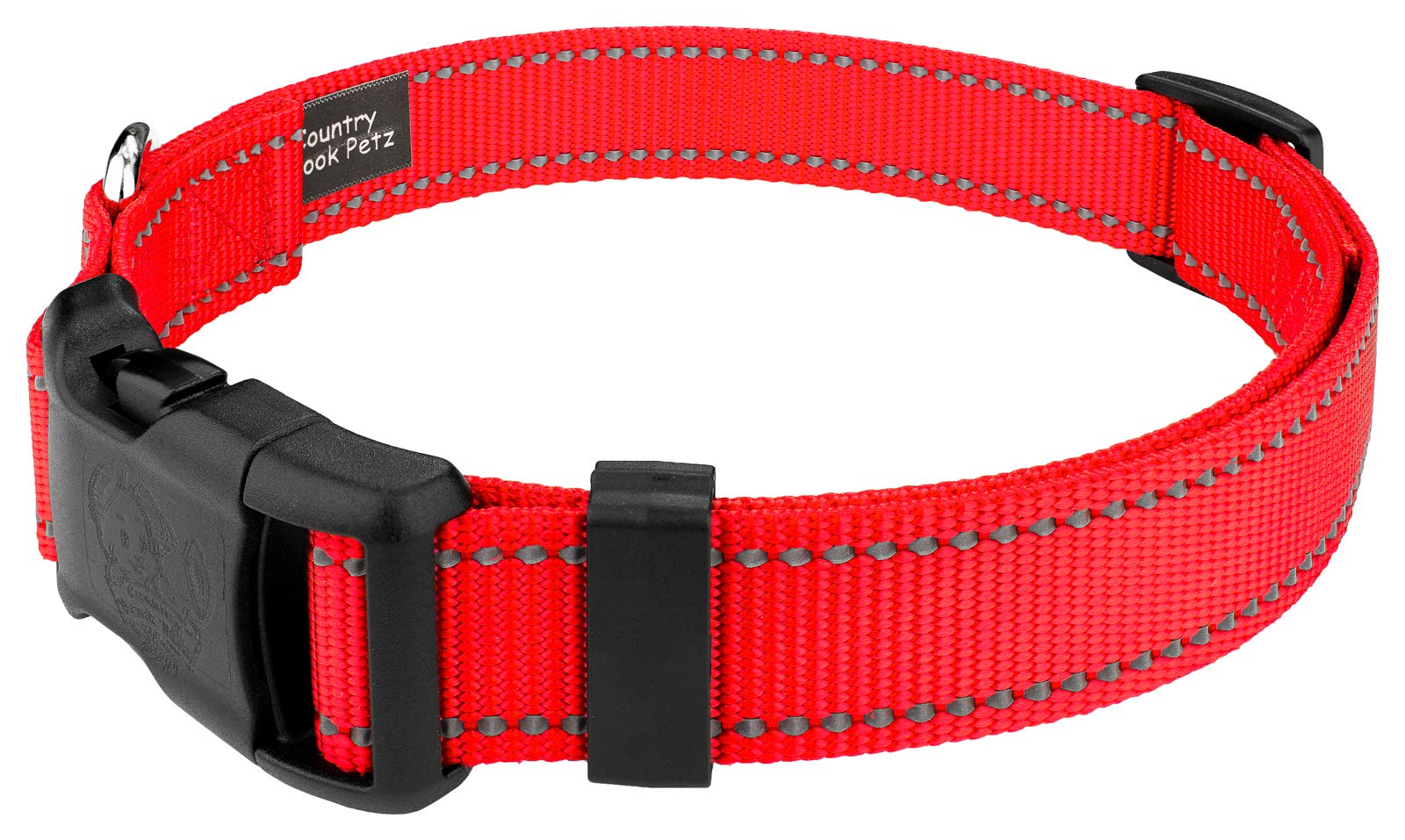 Country Brook Petz - 3/4 Inch Deluxe Blaze Orange Reflective Nylon Dog Collar - Medium