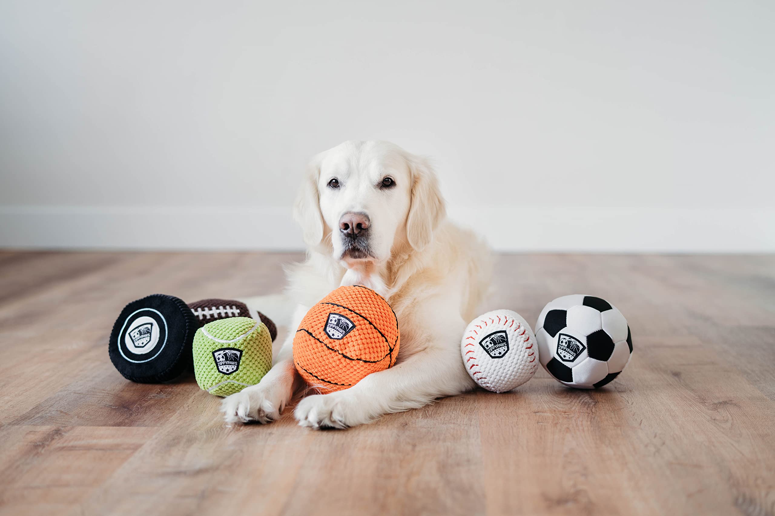 ZippyPaws SportsBallz - Plush Basketball Dog Toy, Soft Squeaky Balls for Dogs, Indoor & Outdoor Puppy Fetch Toys for Small, Medi