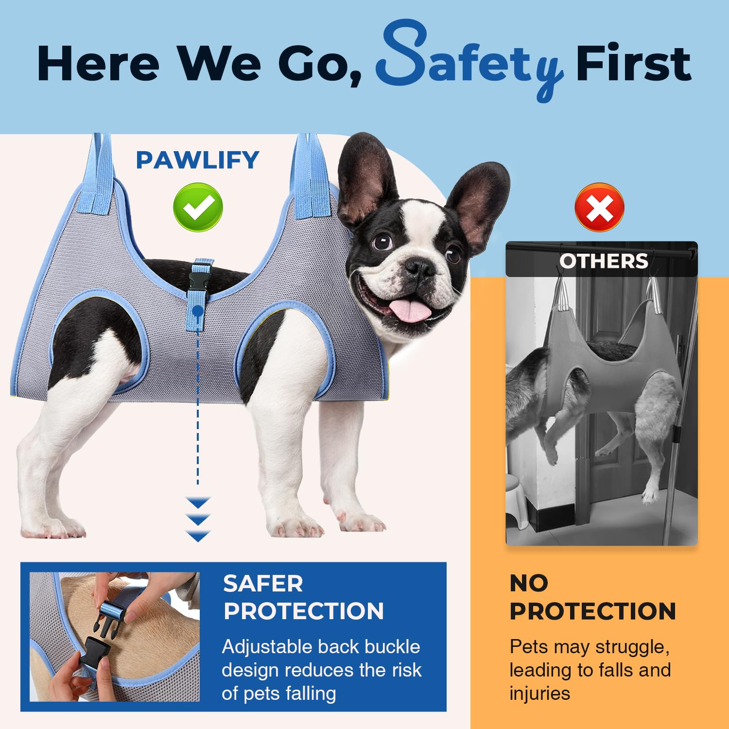 Dog Grooming Hammock, Pawlify Comfy Cat Dog Hammock For Nail Trim, Cute Dogs Grooming Harness With Pet Nail Clipper Trimmer (Lig