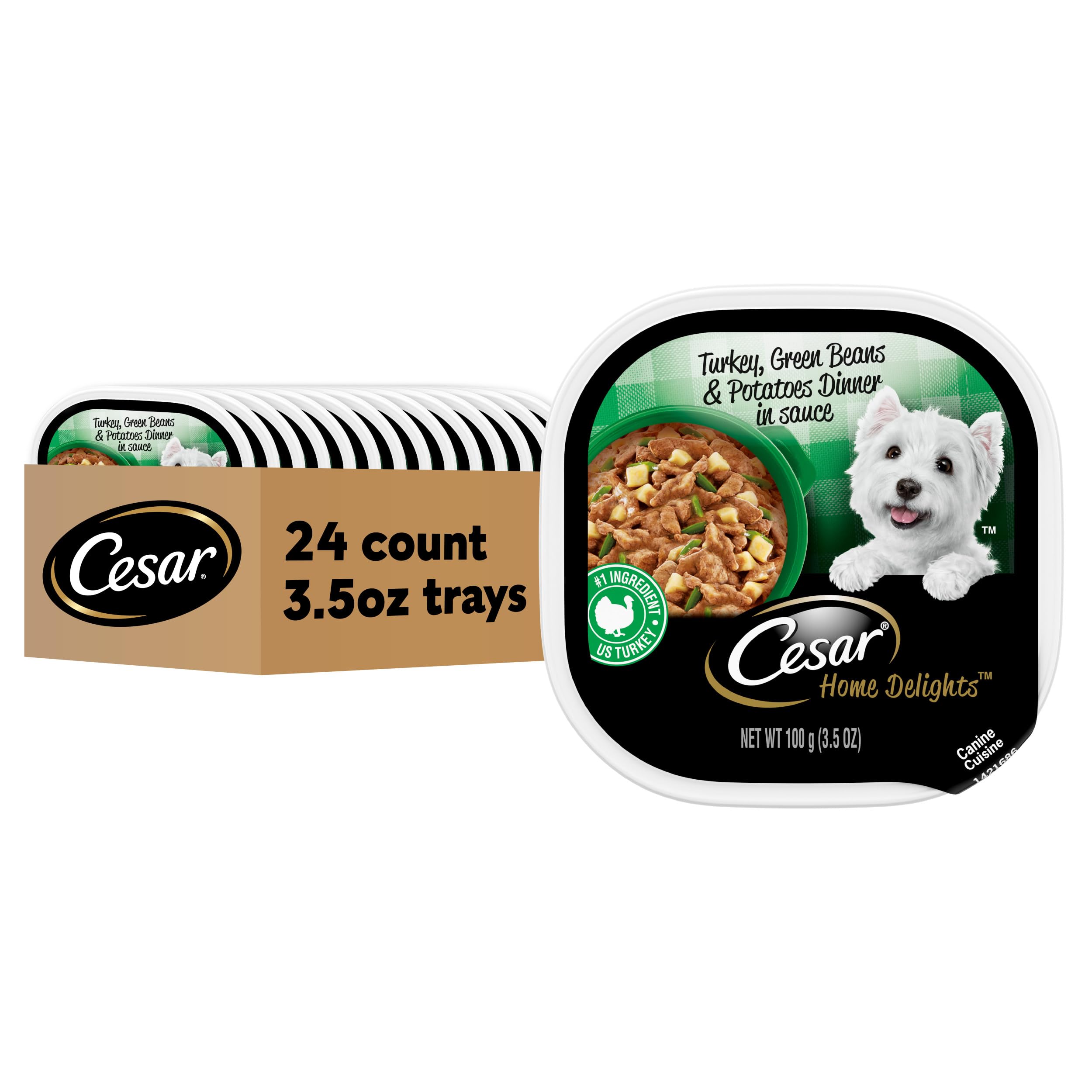 Cesar Home Delights Adult Wet Dog Food, Turkey, Green Beans & Potatoes Dinner in Sauce, 3.5 oz. (24 Count, Pack of 1)