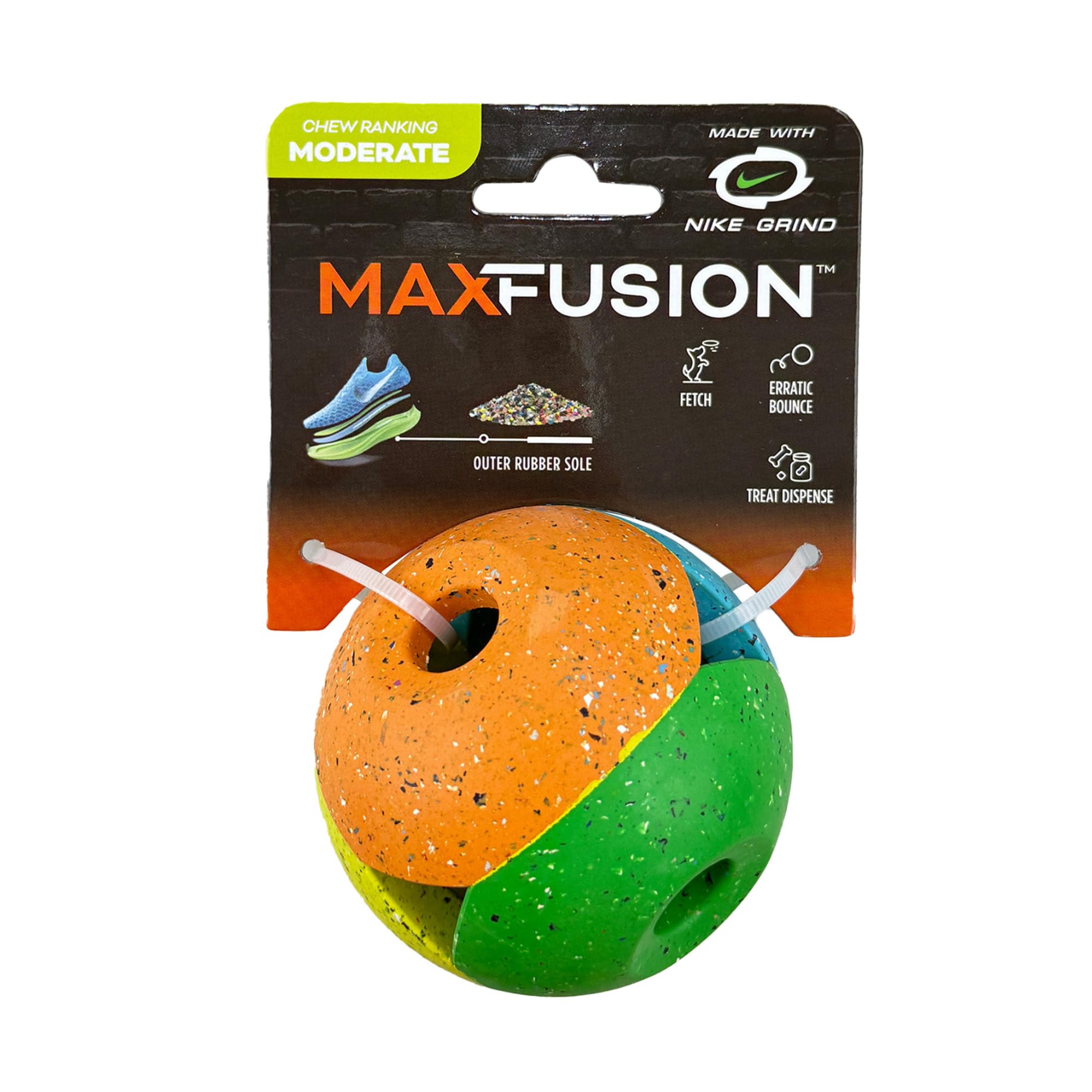Max Fusion With Nike Grind, Arlee Quantum Treat Dispensing Dog Toy, Durable Dog Treat Toy, L