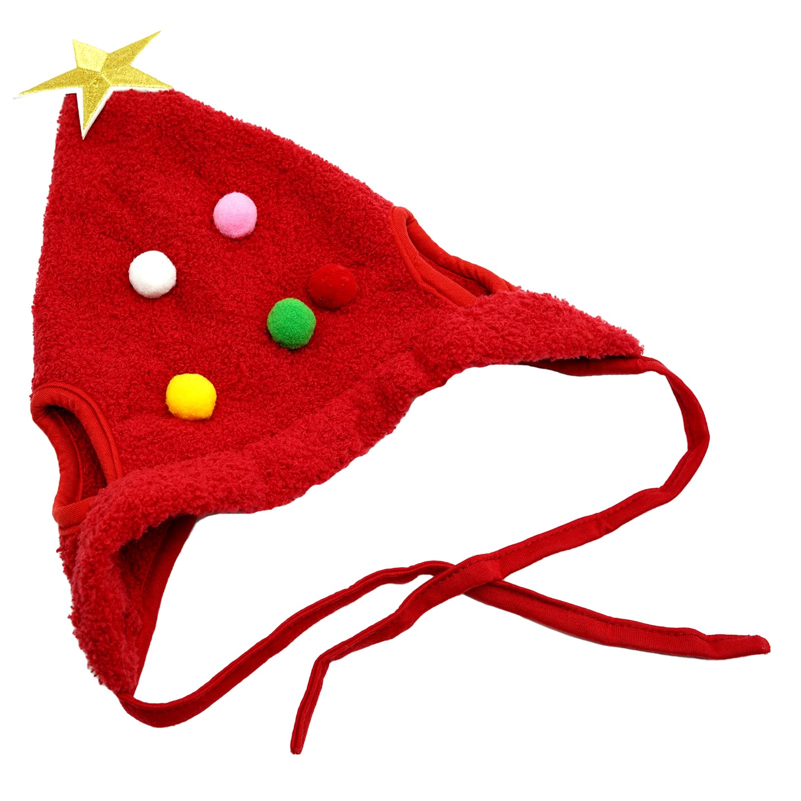 Elegant Little Tail Dog Christmas Costume 1Pc Velvet Red Christmas Hat Soft Funny Pet Plush Hat Adjustable Bat Headdress Cute Wi