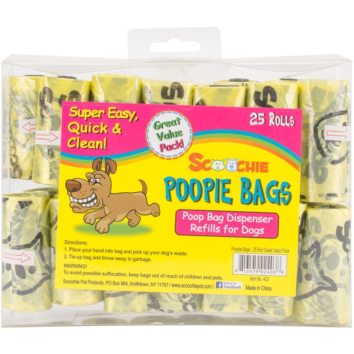 Scoochie Super Value Poopie Bag Refill Rolls 25/Pkg-