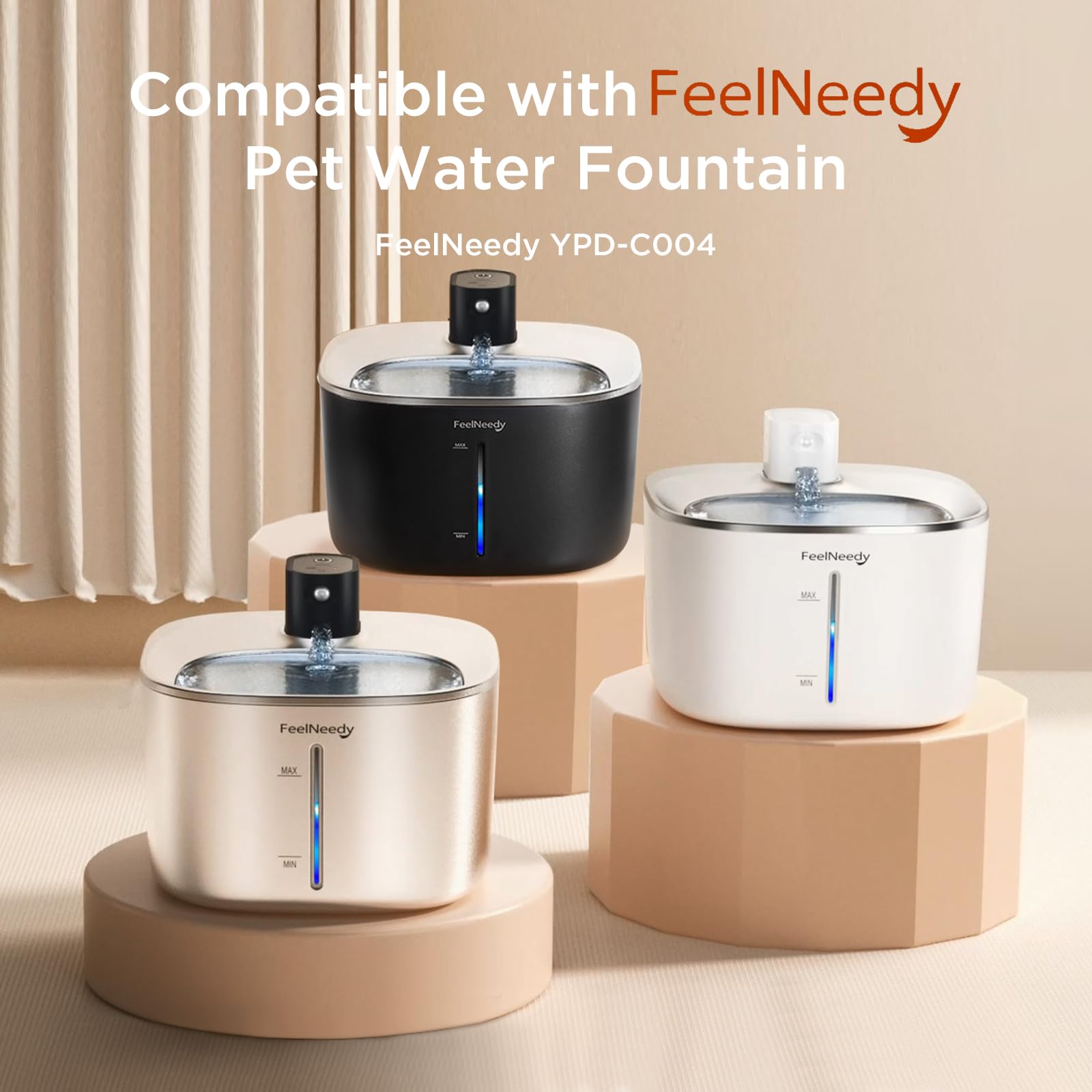 10 Pack Filter Replacement Cat Water Fountain for FEELNEEDY 4L Wilreless Cat Water Fountain (YPD-C004P, YPD-C004S)