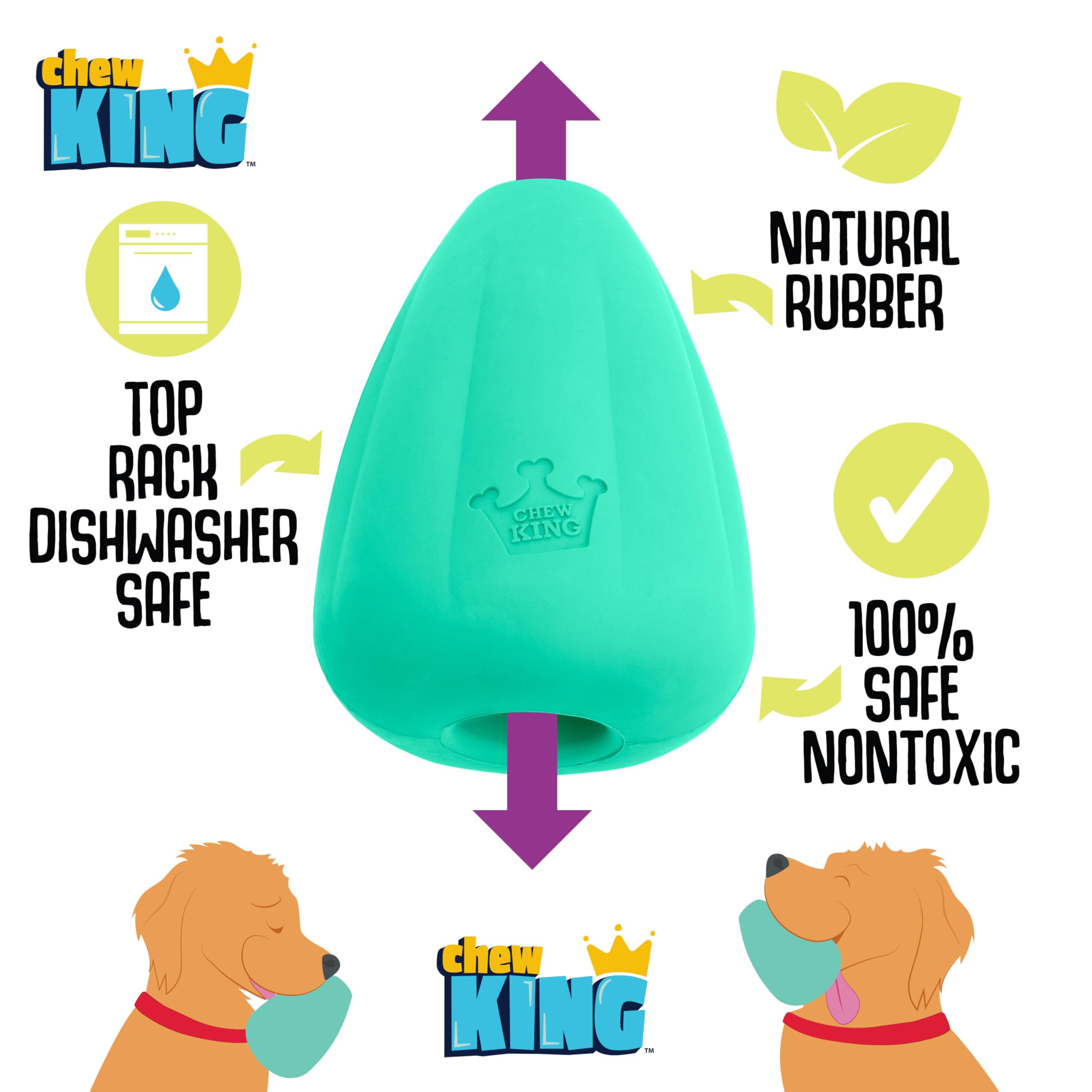 Chew King Premium Treat Dog Toy, Extremely Durable Natural Rubber Toy, Bacon Flavored Dog Toy
