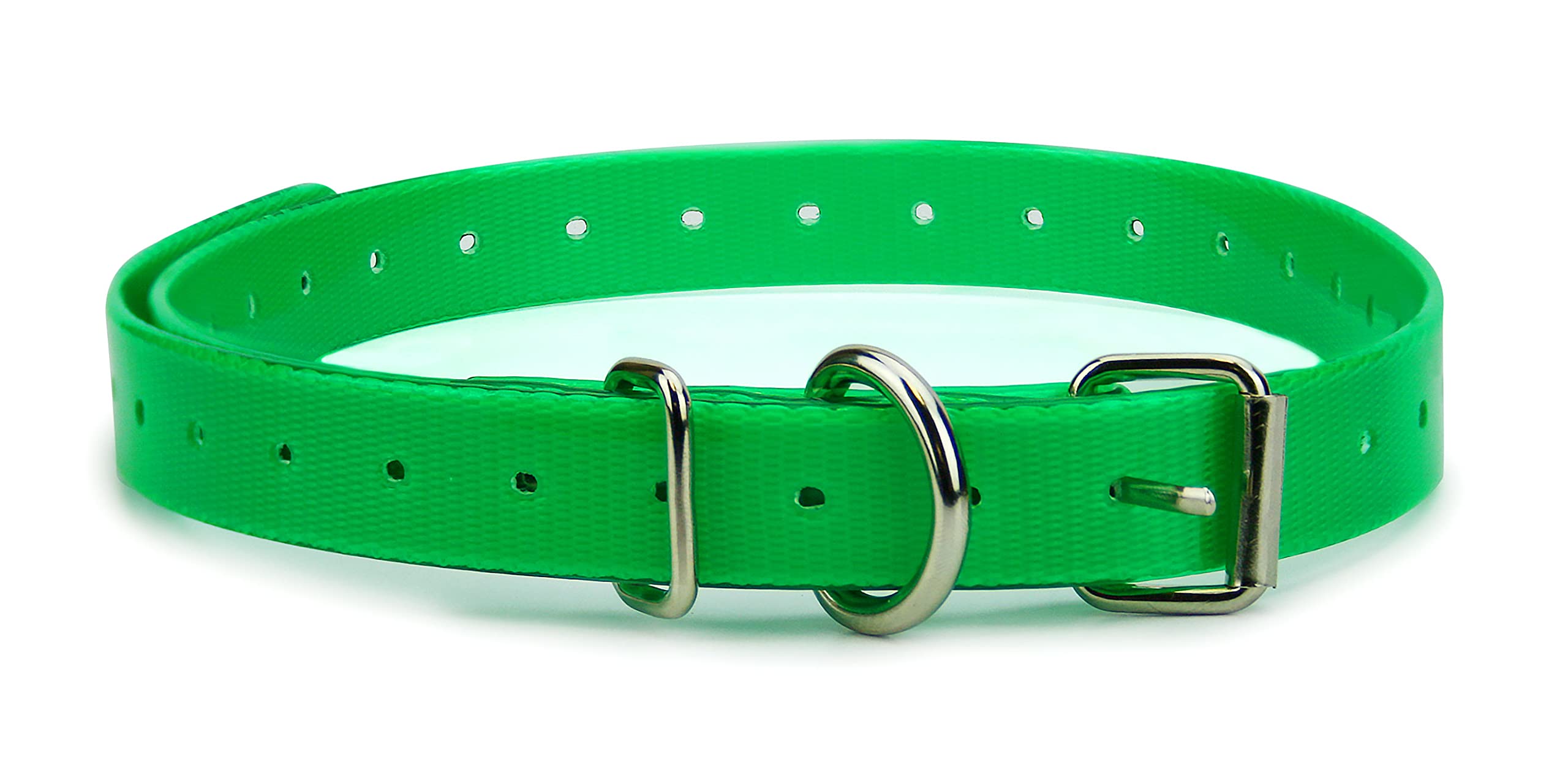 Green 3/4'' Heavy Duty Tpu Coated Nylon Replacement Dog Collar Strap With Metal Buckle For Shock, Bark And Electric + Containmen