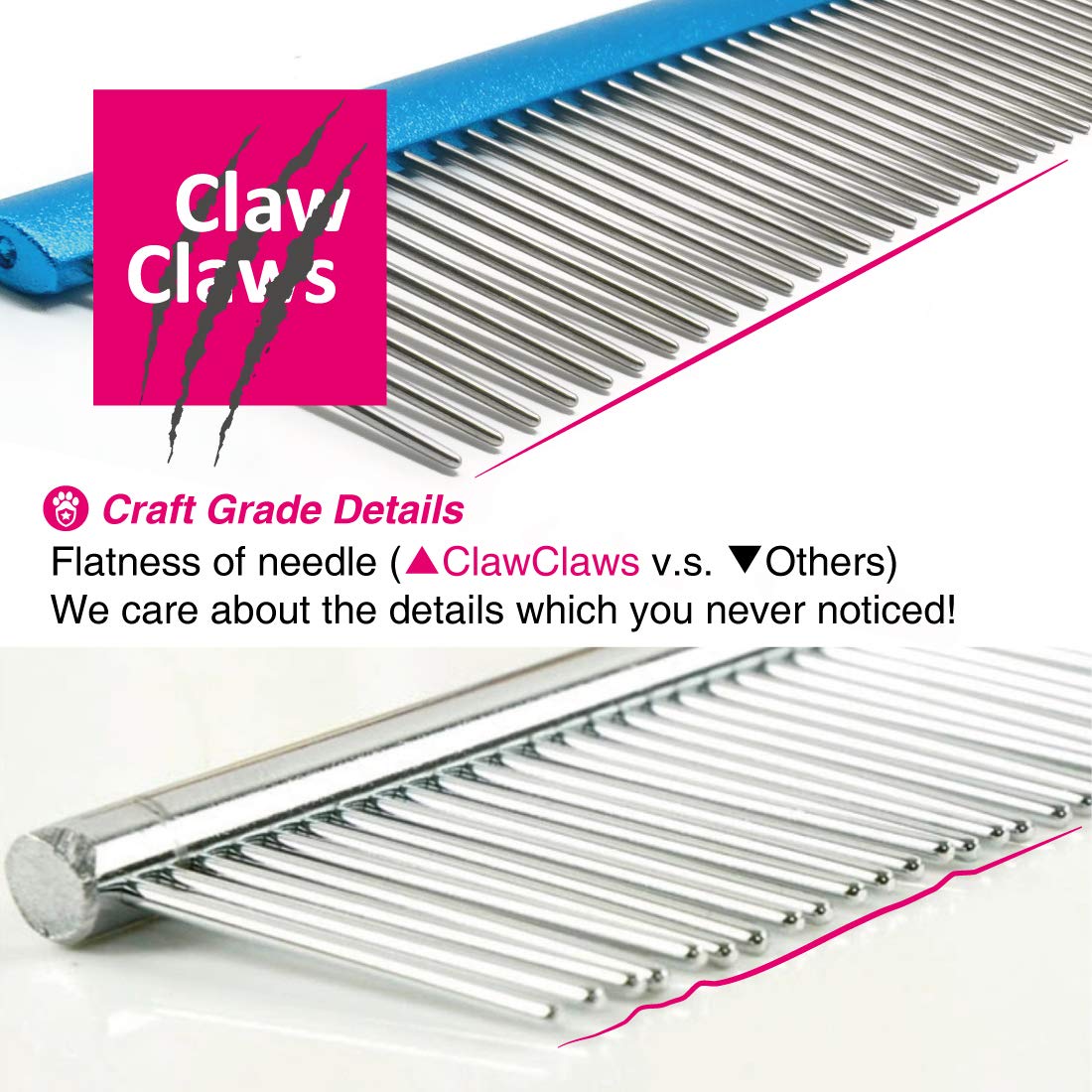 Claw Claws Greyhound Comb With Oval Handle For Dogs And Cats, Removing And Shedding Matted, Tangled Hair, Metal Comb With Stainl