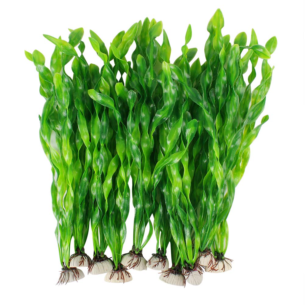 Mylifeunit Artificial Seaweed Water Plants For Aquarium, Plastic Fish Tank Plant Decorations 10 Pcs (Green)