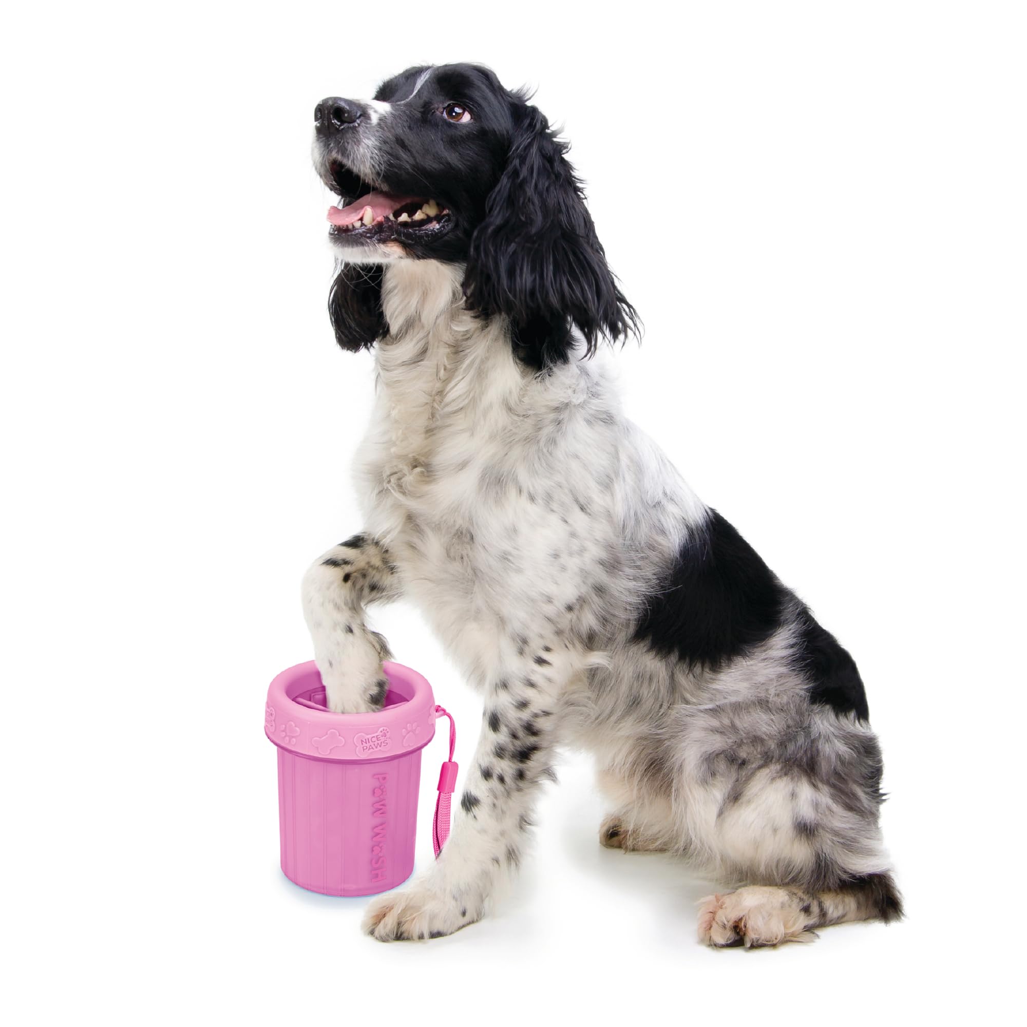 Nice Paws - Dog Paw Cleaner - Pink - Small - 1 Count - Portable Dog Paw Washer With Microfiber Towel, For Muddy Paws, Small Dogs