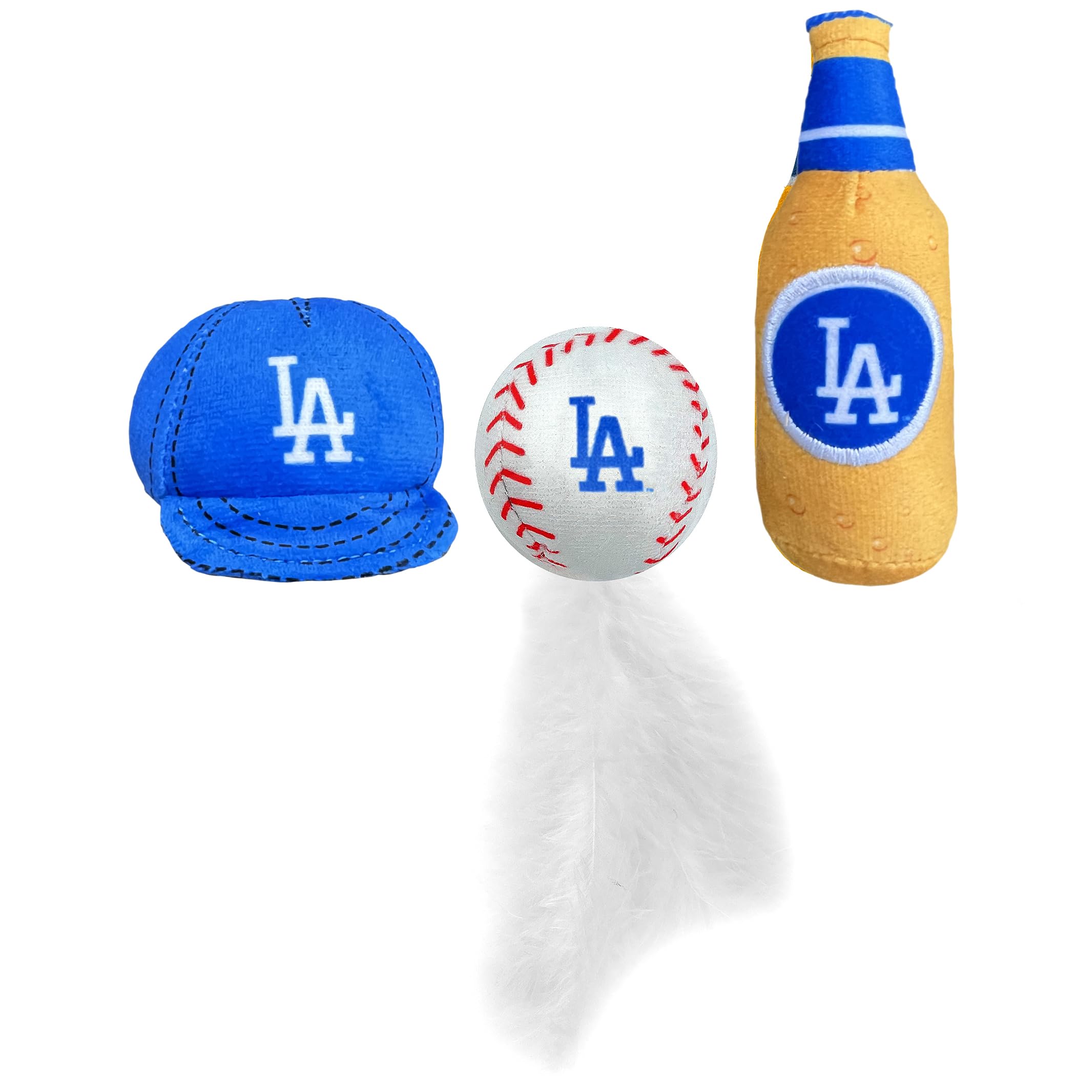 Best Plush Cat Toy Mlb Los Angeles Dodgers Complete Set Of 3 Piece Cat Toys Filled With Fresh Catnip. Inc: 1 Baseball Cap Cat To