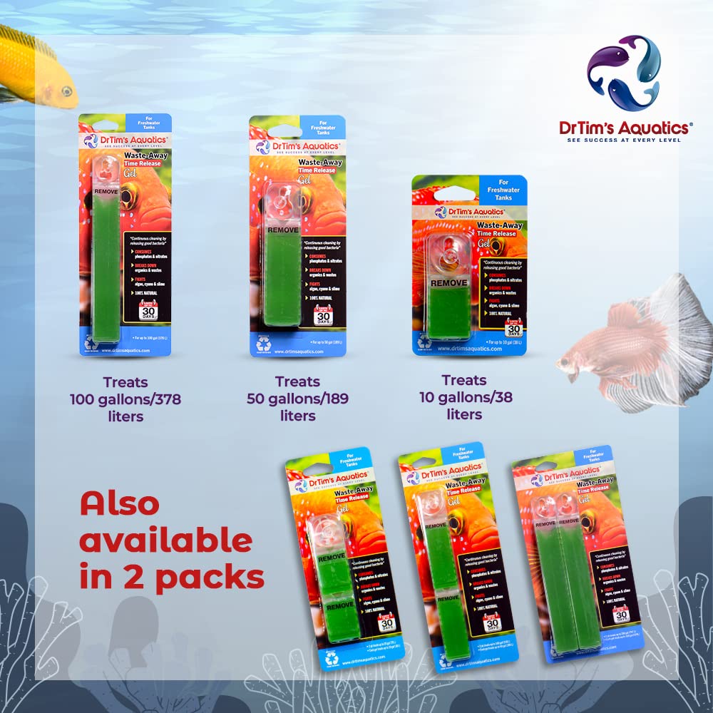 DrTim's Aquatics Freshwater Waste-Away Time Release Gel - Natural Fish Tank & Aquarium Leave-in Waste Management Solution for Di