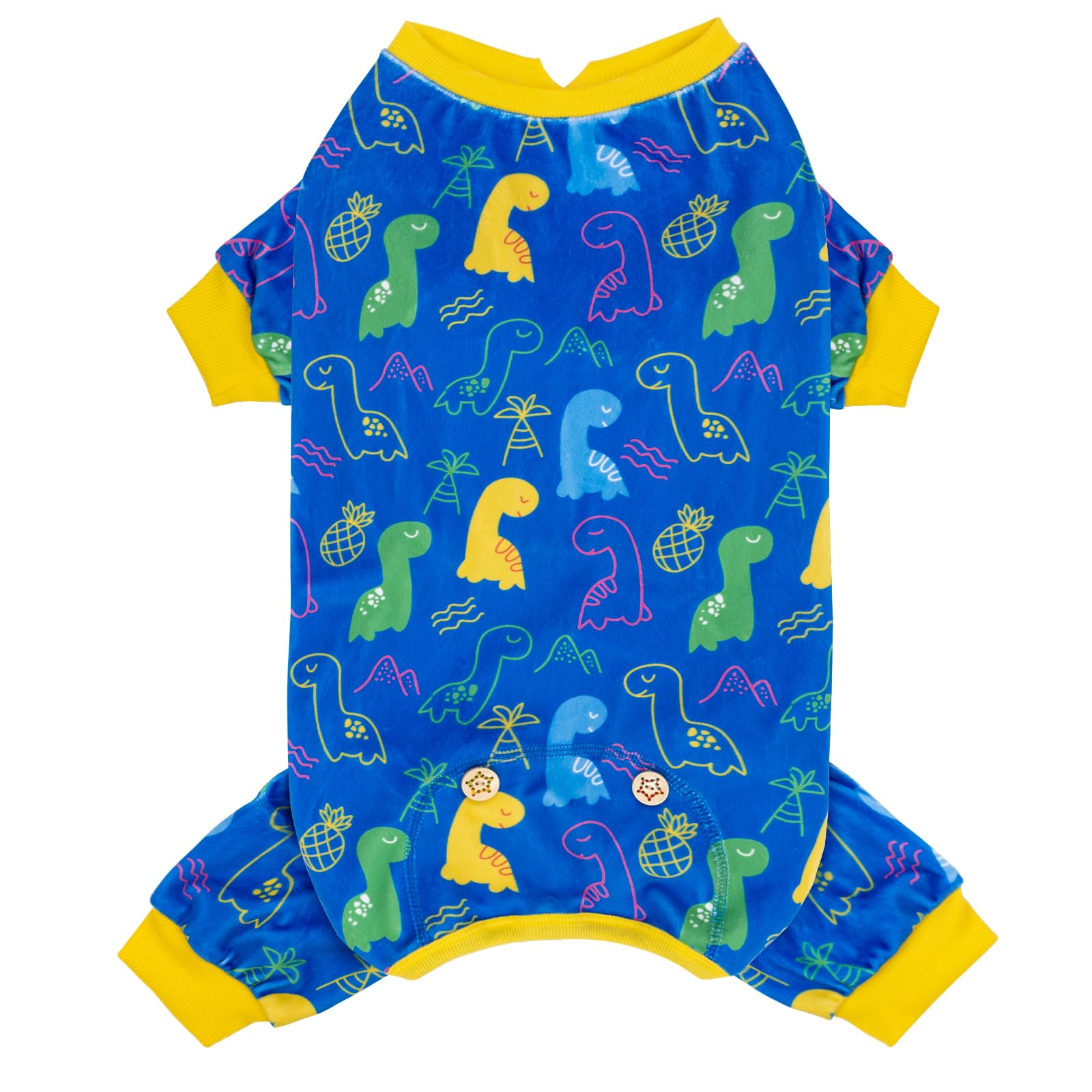 KYEESE Dog Pajamas Comfy Clothes Stretchy Pet Onesie Outfit Velvet Coat with Dinosaur Soft Dog Pjs Doggie Jammies for Small Dogs