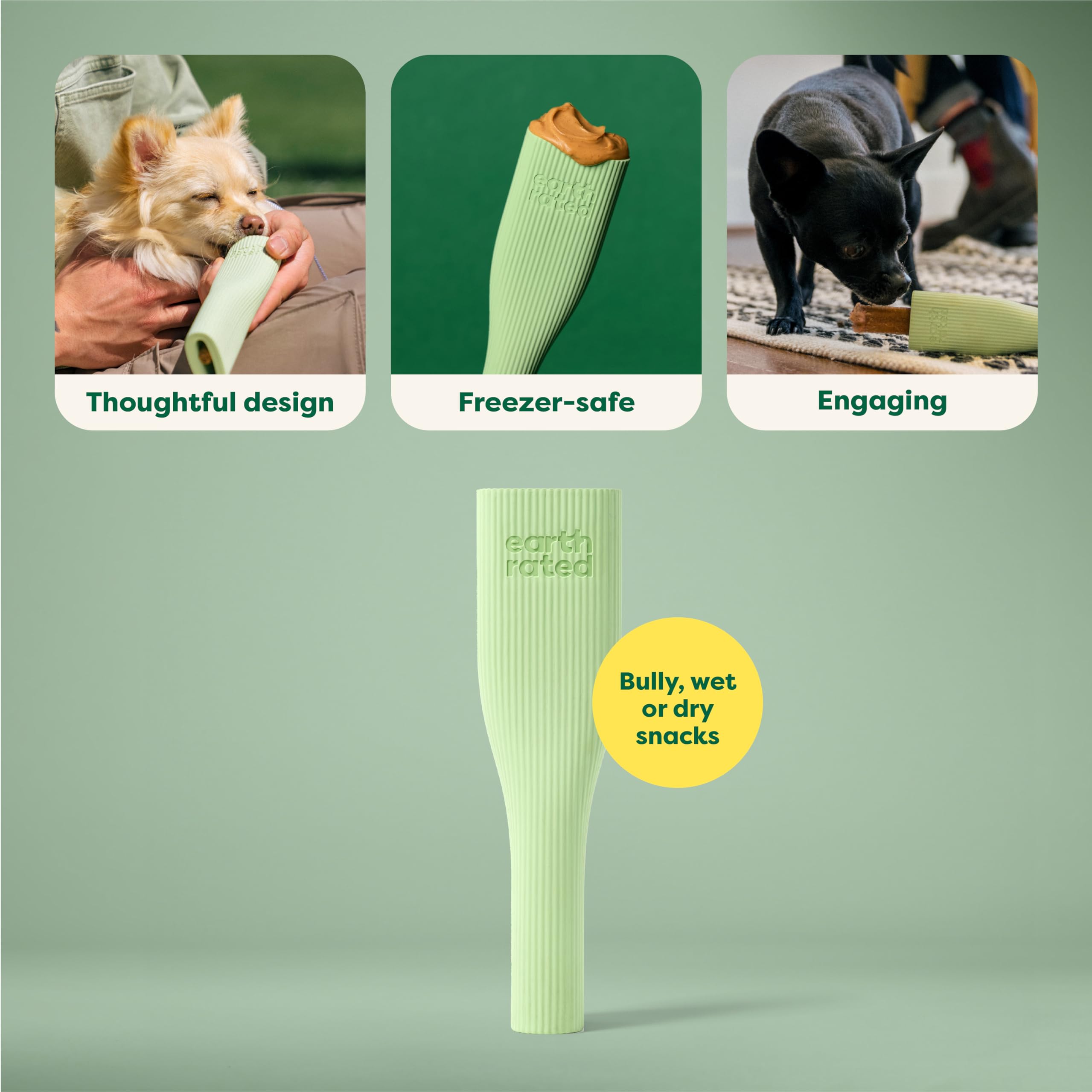 Earth Rated Dog Toy, Enrichment Toys for Adult and Puppy Dogs, Dishwasher and Freezer-Safe, Natural Rubber, Small, Green