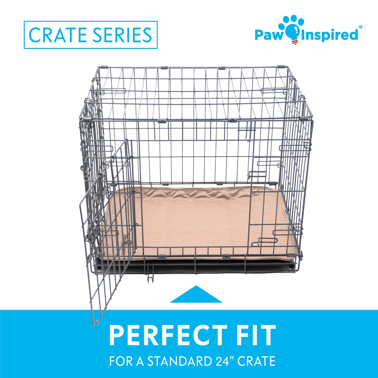 Paw Inspired Washable Crate Liners for Dogs (2 Pack) | Leakproof, Non-Slip Pee Pads for 24-Inch Kennels | Reusable Puppy Pads fo