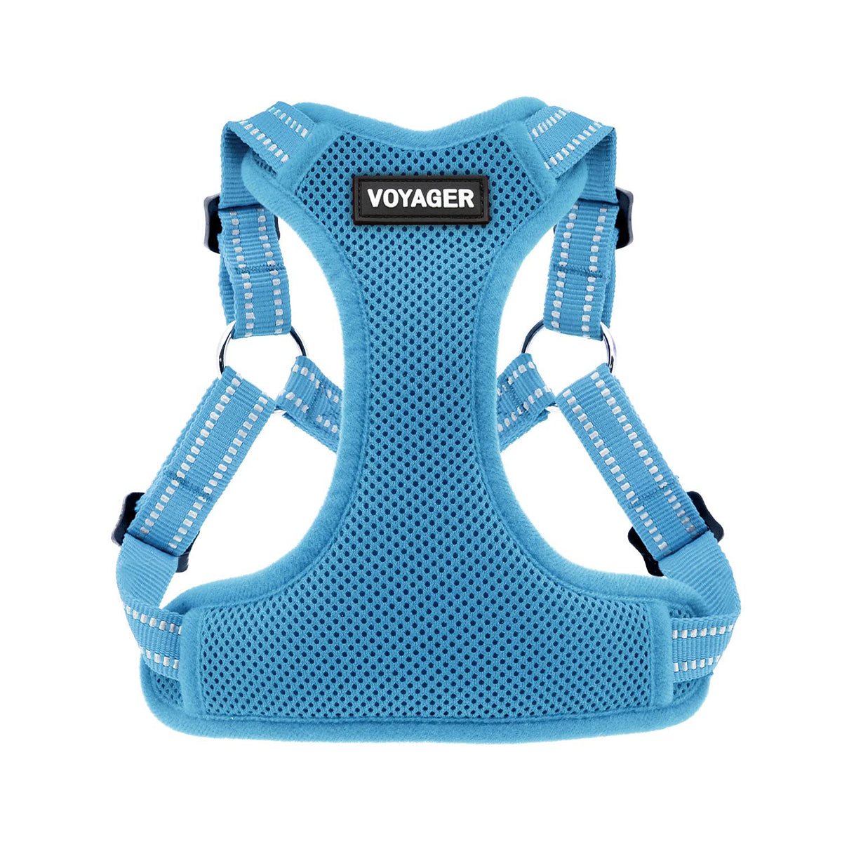 Best Pet Supplies Voyager Adjustable Dog Harness With Reflective Stripes For Walking, Jogging, Heavy-Duty Full Body No Pull Vest With Leash D-Ring, Breathable All-Weather - Harness (Baby Blue), Xl