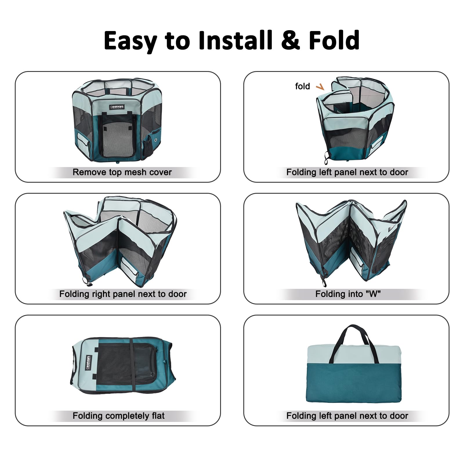 Jespet Pet Dog Playpens 36'', 45'' & 61'' Portable Soft Dog Exercise Pen Kennel With Carry Bag For Puppy Cats Kittens Rabbits, I