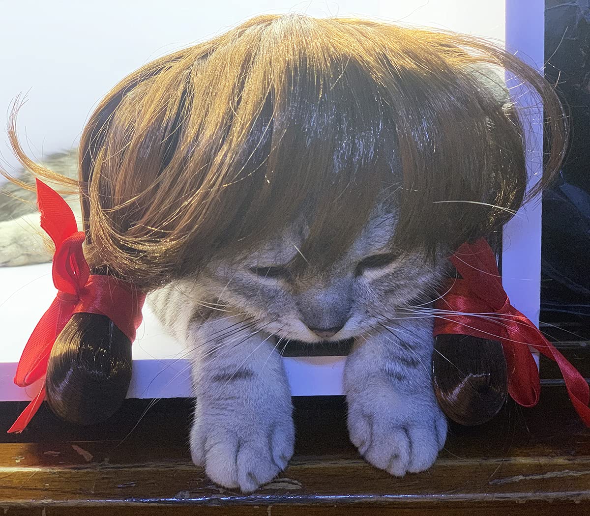 Dog Wig Pet Costumes, Cat Costume Synthetic Accessories Small Dog Headwear For Halloween Christmas Eve Festival Party Decor, Head Wear Apparel Toy (C)