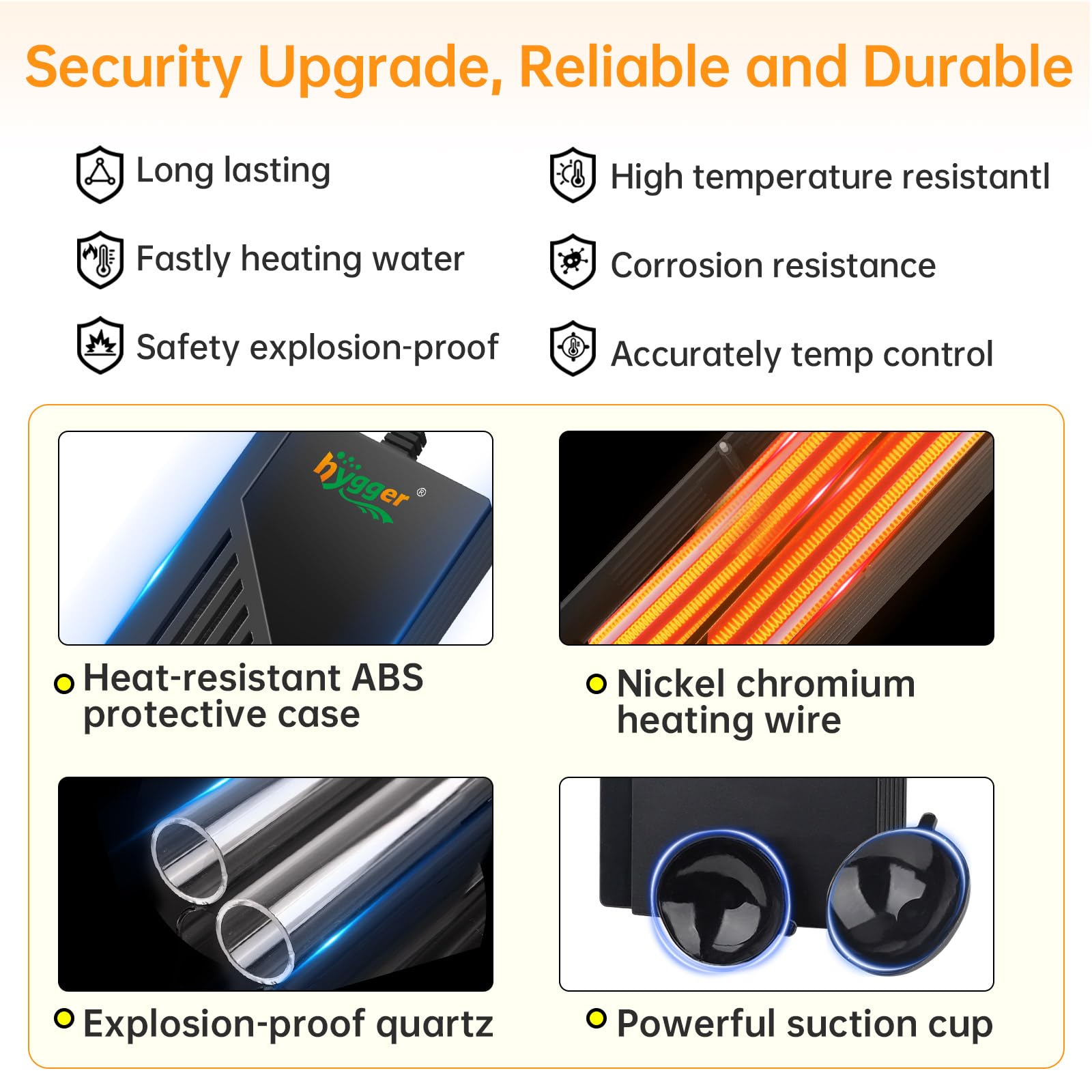 hygger Aquarium Heater with Intelligent Temperature Controller, 1000W for 130-260 Gallon Submersible Fish Tank Heater with Leavi