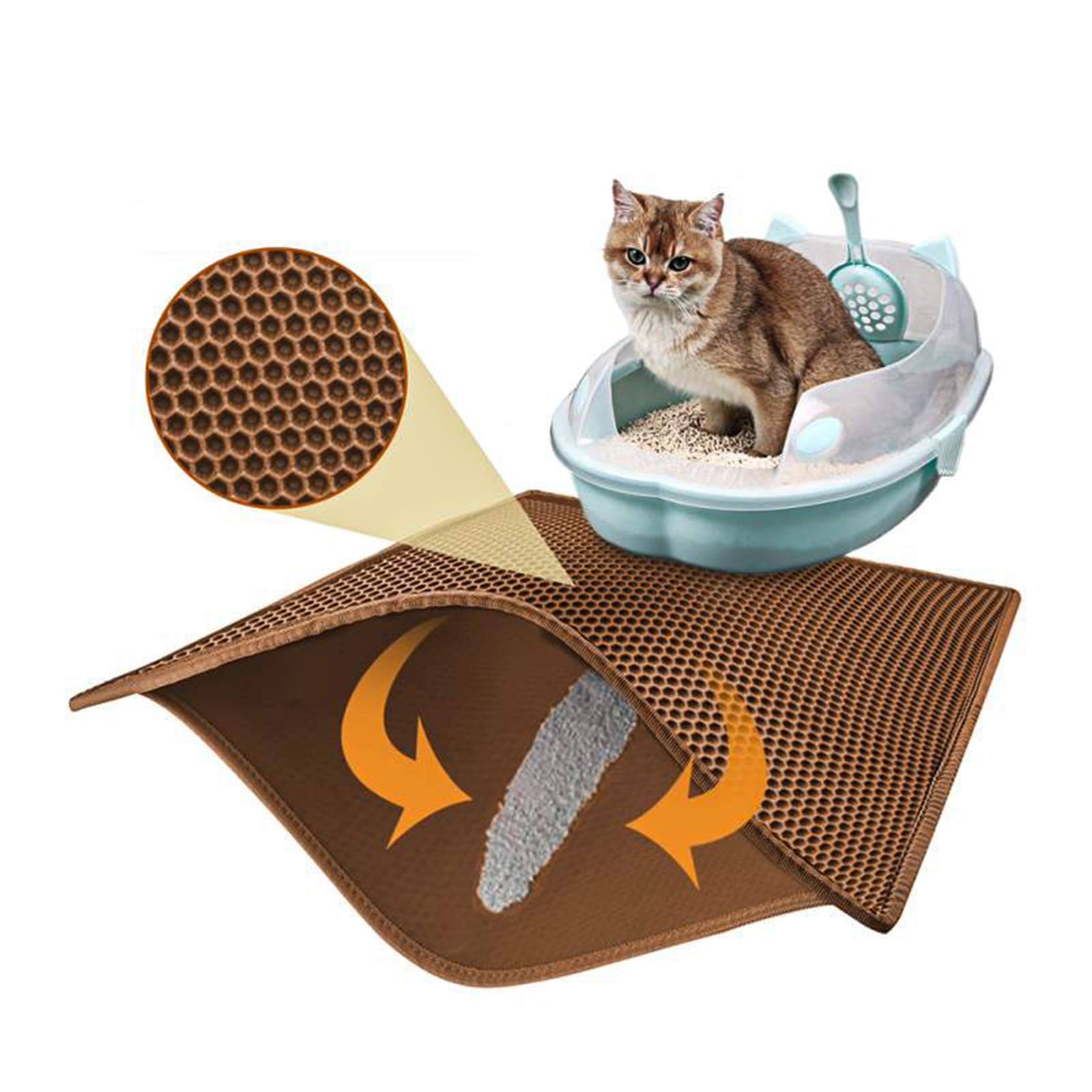 Pieviev Cat Litter Mat Double Layer Waterproof Urine Proof Trapping Mat 1 Pack (30''X24'', Brown)