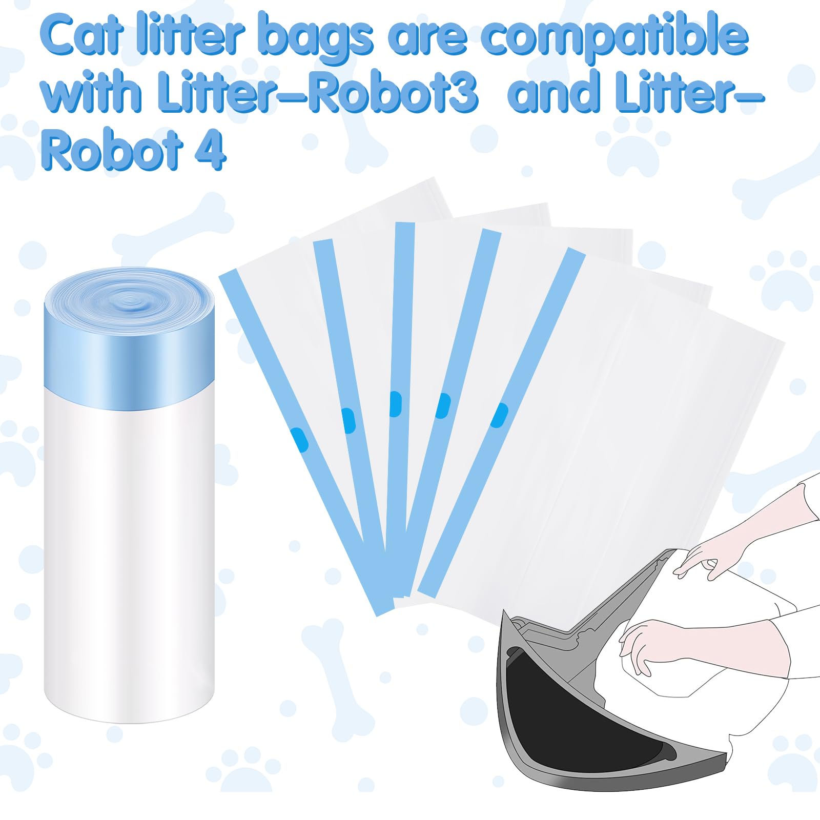 100 Count Cat Litter Box Liners Waste Drawer Liners Bags Compatible With Litter - Robot 3/4 Thick Inserts Sacks 9-11 Gallons(Cut