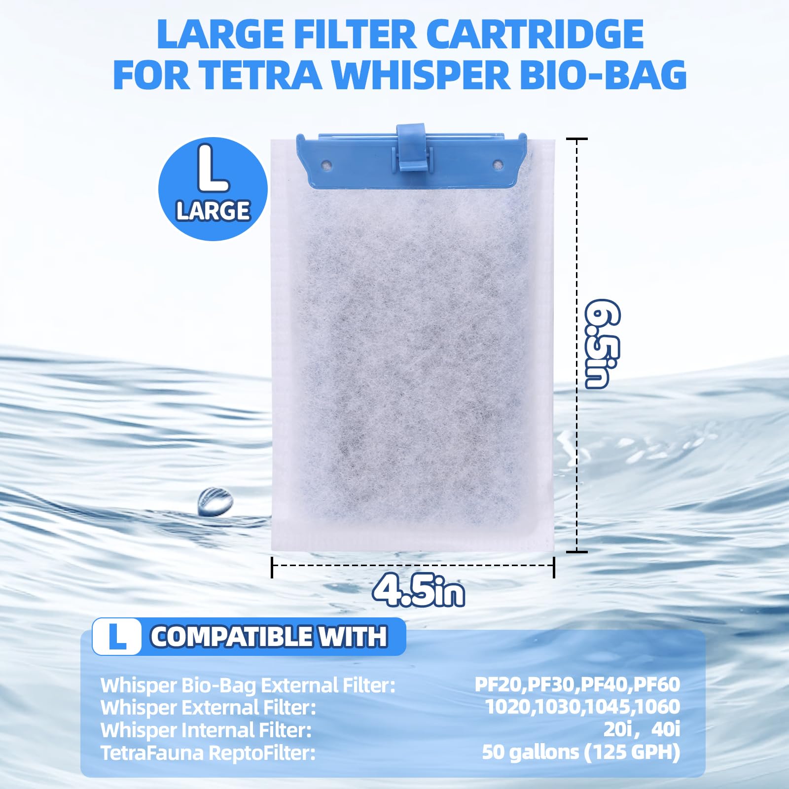 Saierte Large Aquarium Filter Cartridges (6-Pack) For Tetra Whisper Bio-Bag Power Filters & Tetra Reptofilter - Replacement Filt