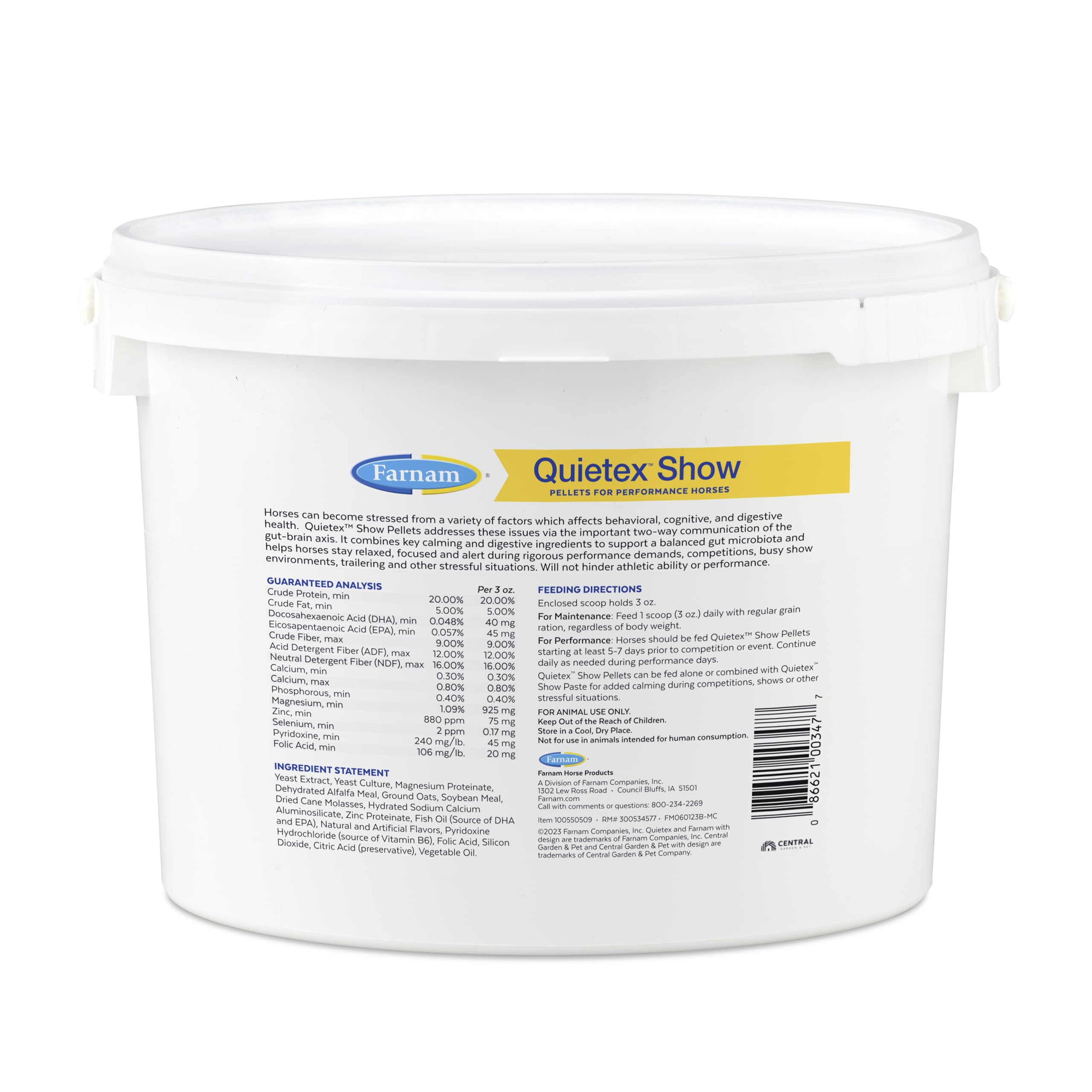 Farnam Quietex Show Pellets, Helps Keep Horses Calm & Relaxed That Become Nervous in The Show Ring 3.75 lbs.