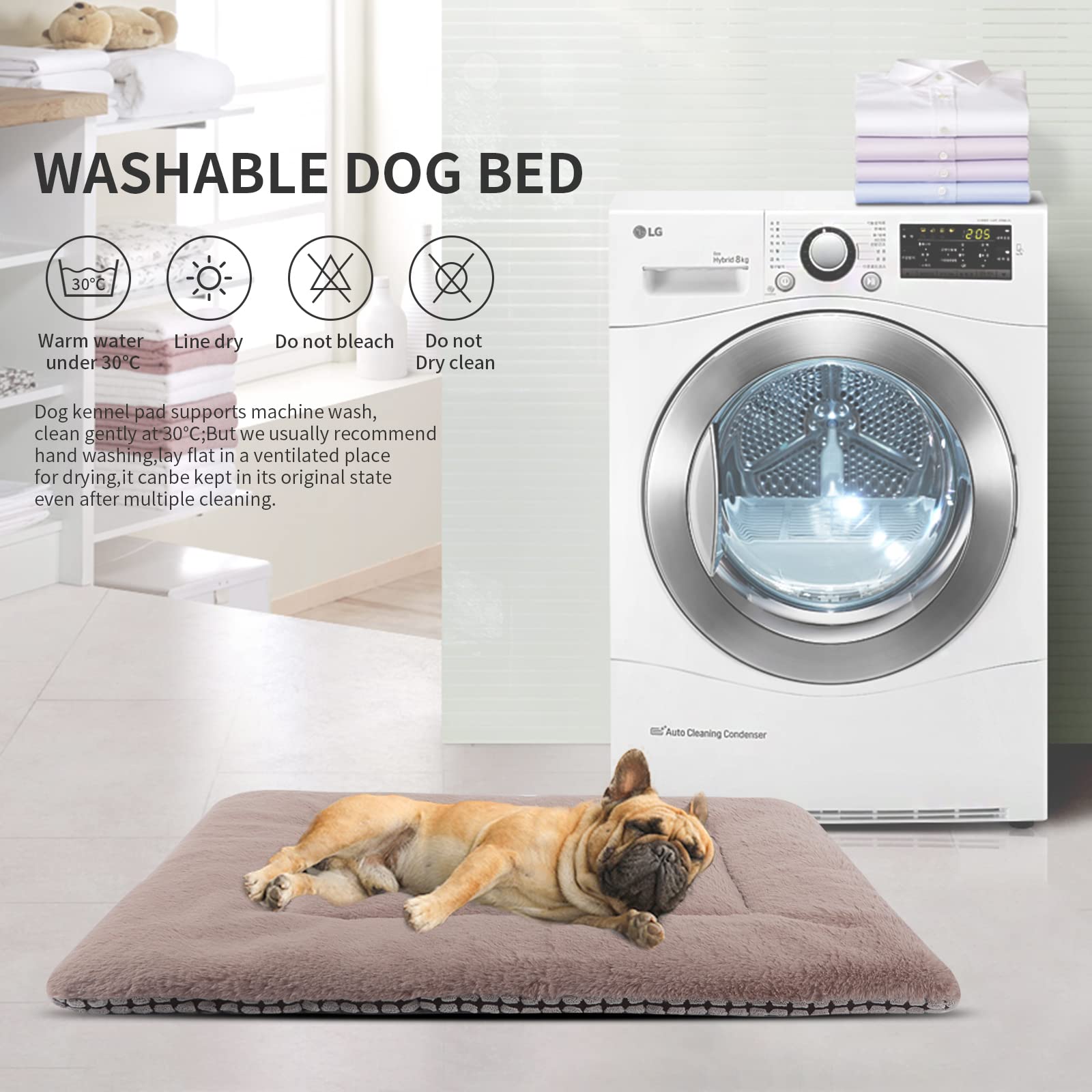 Vetasac Dog Bed Mat, Soft And Warm Pet Cushion, Dual Purpose Washable Mattress Bed For Small Medium Large Dog And Cat Sleeping Xb004 (36'X23', Khaki)