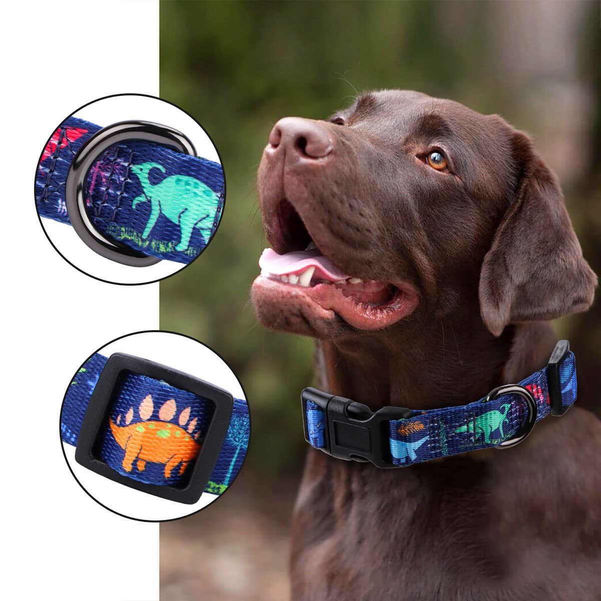 Rhea Rose Dog Collar Special Design Personalized Cute Girl Boy Soft Collars With Sunflower, Camo, American Flag, Plaid (M(Neck 1