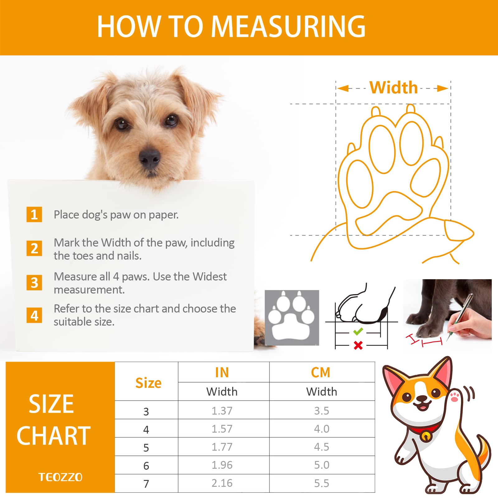 Teozzo Dog Shoes Dog Boots & Paw Protector, Anti-Slip Sole Winter Dog Booties With Reflective Straps Dog Snow Boots For Small Medium Dogs 4Pcs Black 6