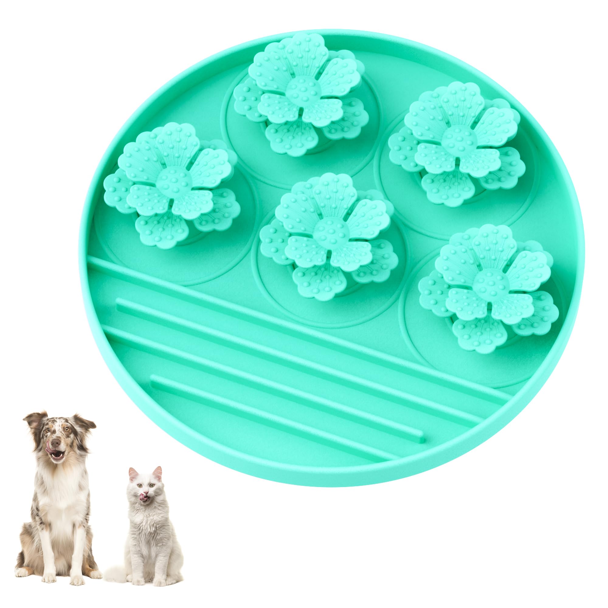 Awinner Slow Feeder Dog Bowl Make Mealtime Fun And Healthy With - Reduce Overeating And Aid Digestion Cat Lick Mat (Cyan)