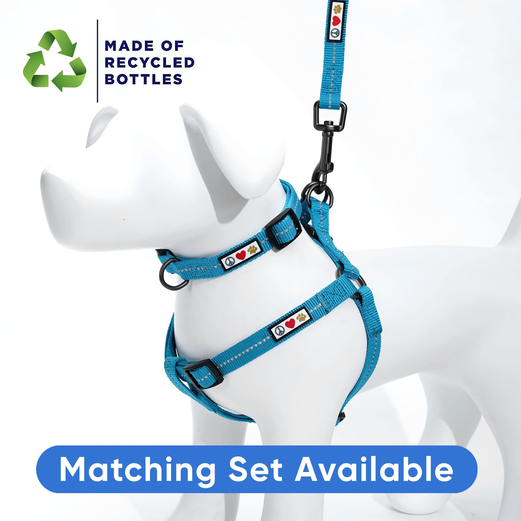 Pawtitas Recycled Dog Harness With Reflective Stitched A Puppy Harness Made From Plastic Bottles Collected From Oceans Medium Te