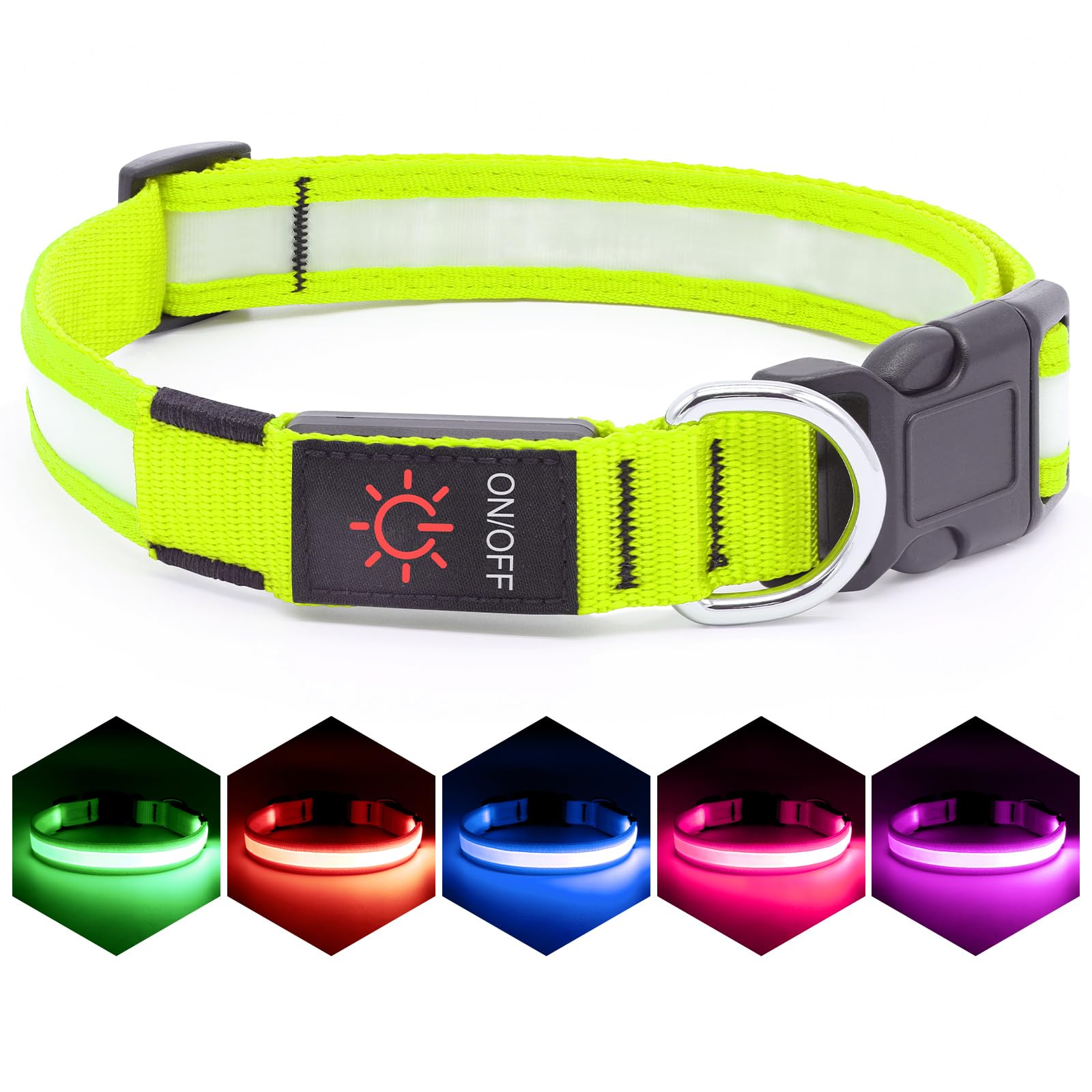 Vizpet Led Dog Collar, Light Up Dog Collar Adjustable Usb Rechargeable Super Bright Safety Light Glowing Collars For Dog(Small,G