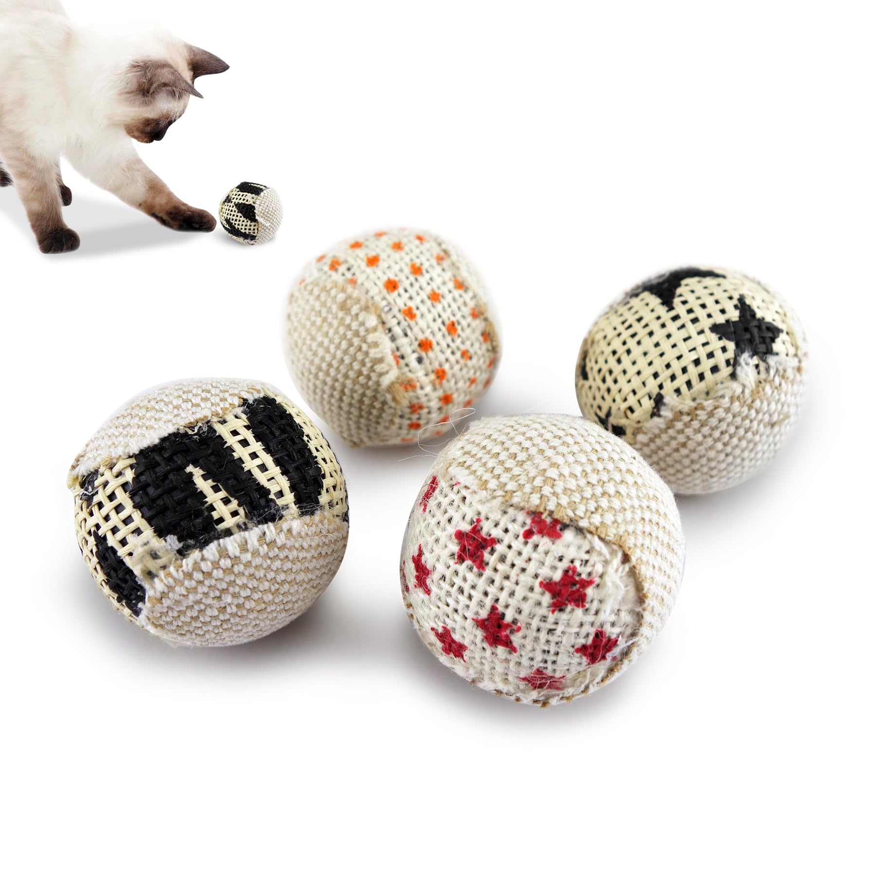 Ttcat Canvas Cat Toys Balls For Indoor Cats, Interactive Toys For Cat Kitty Kitten,4 Pack