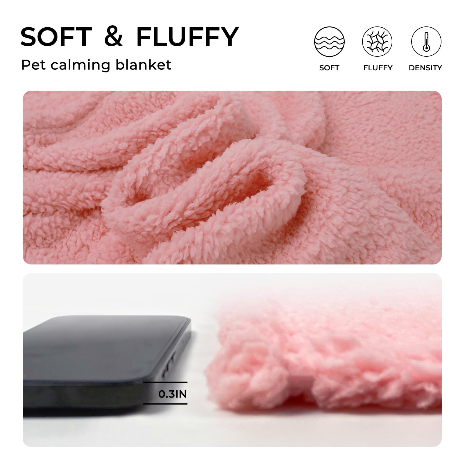 Premium Fleece Dog Blanket Soft Pet Sherpa Calming Blankets Throw For Dog Puppy Cat, Pink Large(57X40)