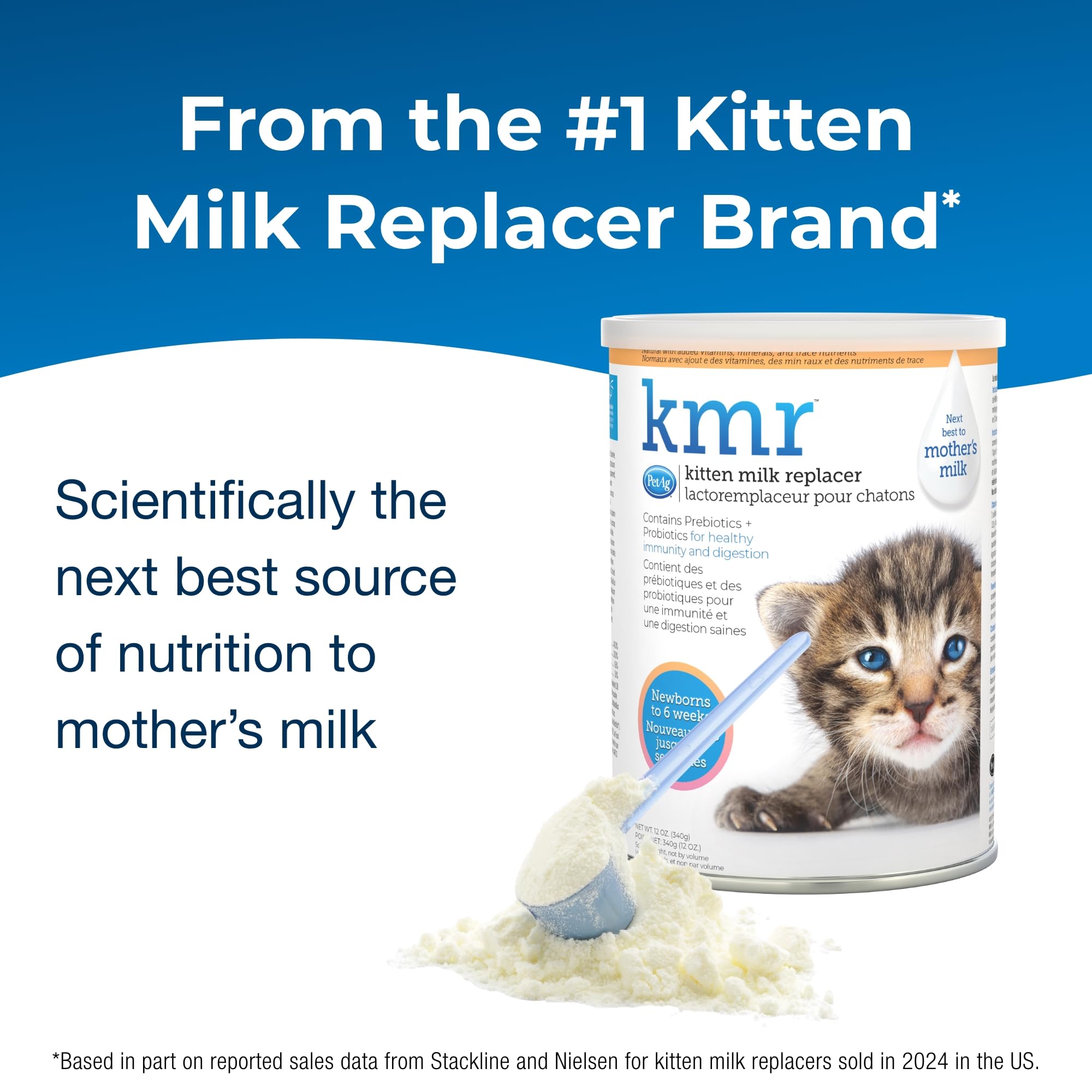 Pet-Ag KMR Kitten Milk Replacer Powder - 12 oz, Pack of 3 - Powdered Kitten Formula with Prebiotics, Probiotics & Vitamins for K