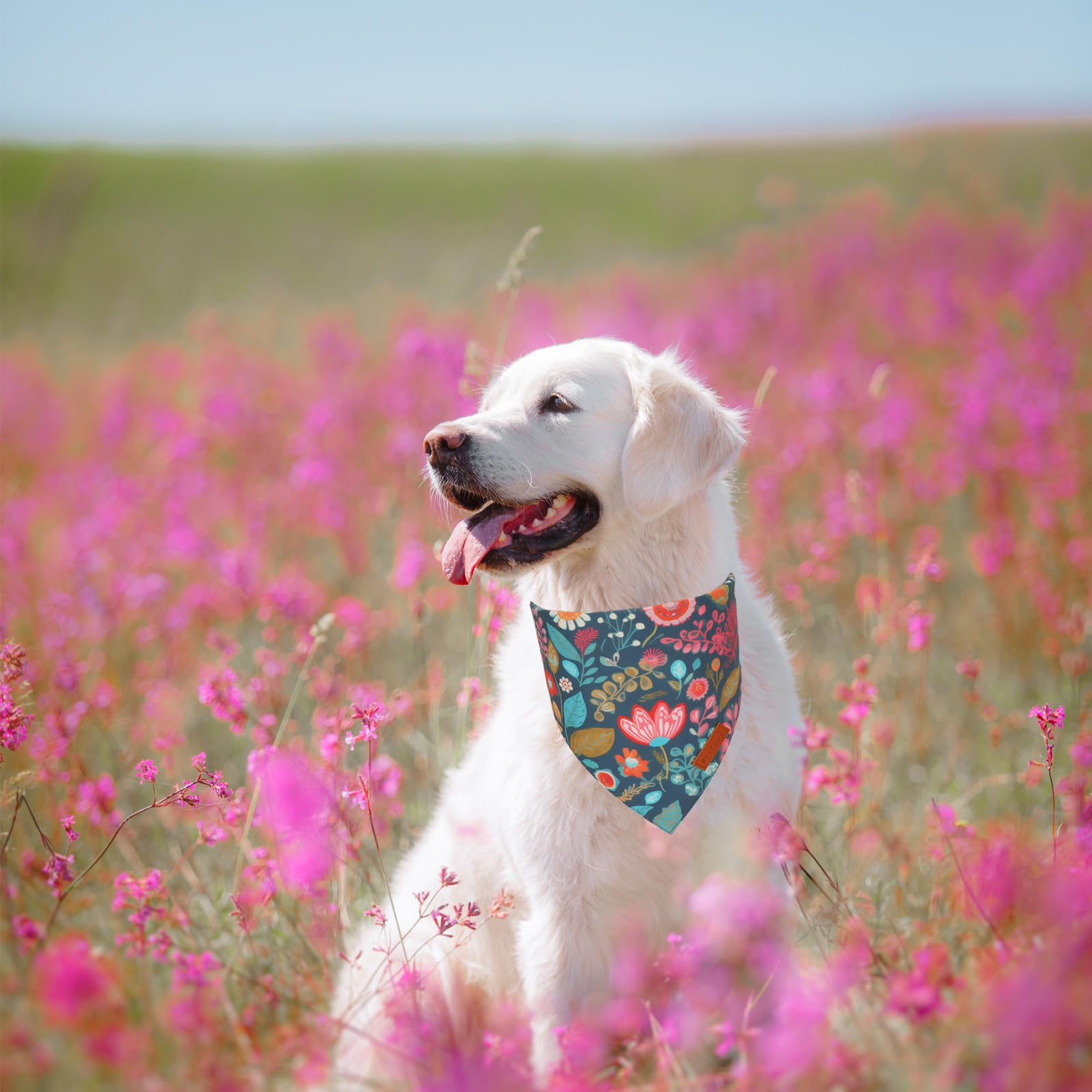 Ptdecor Flower Dog Bandana,2 Pcs Floral Reversible Dog Scarf, Multi Size, Triangle Pet Bandanas For Extra Large Dogs (Flower, X-
