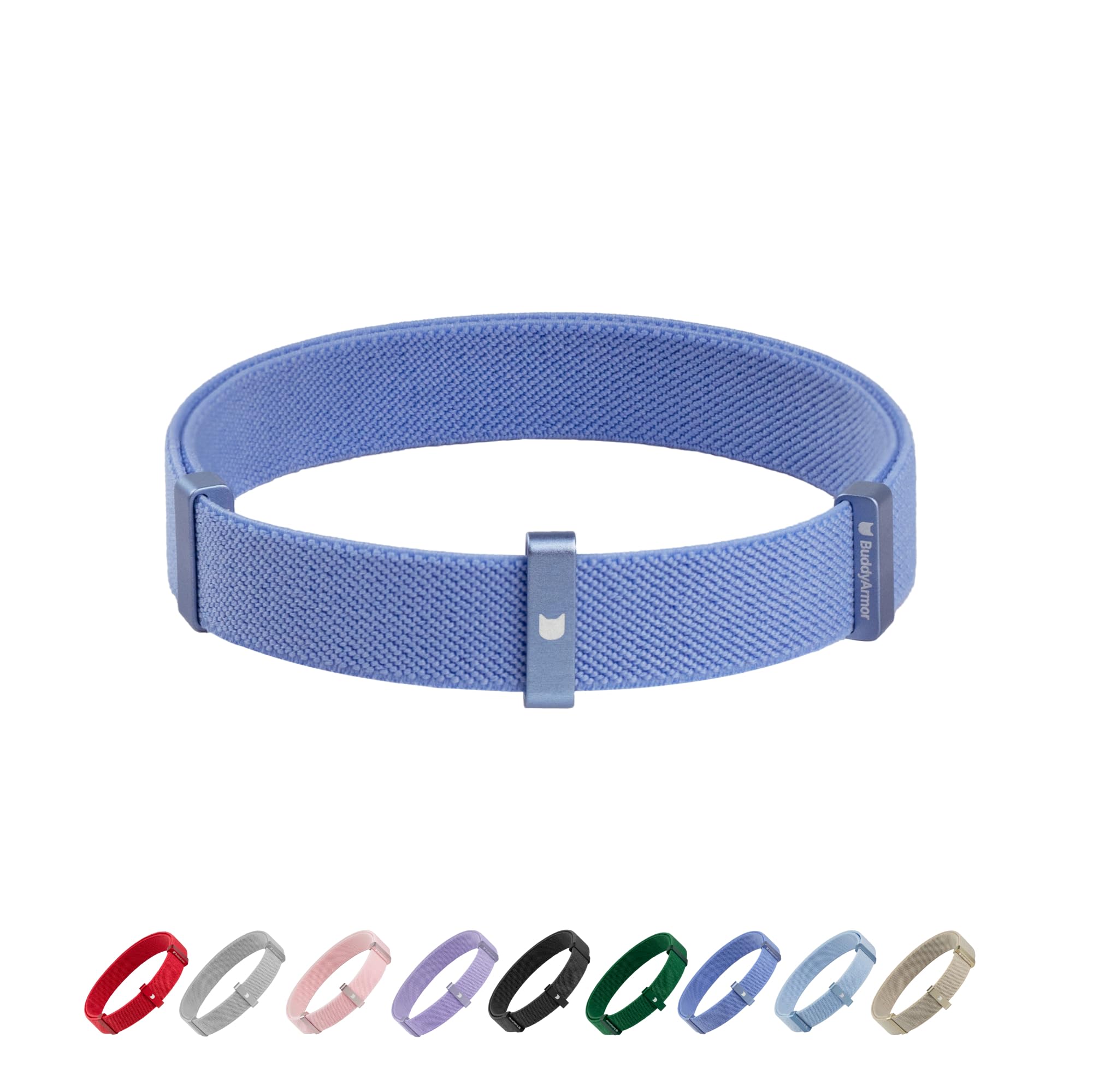 Buddyarmor Safety Cat Collar - U.S. Ida Gold Awarding Design, Stretch Non Breakaway Elastic Quick Release, Light Weight Adjustab