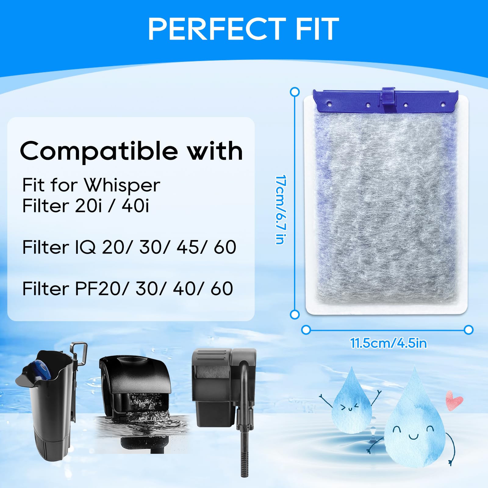 Cunina Large Aquarium Filter Cartridges Compatible With Tetra Whisper Bio Bag For Aquariums, Fish Tank Filter Large Fit For Tetr