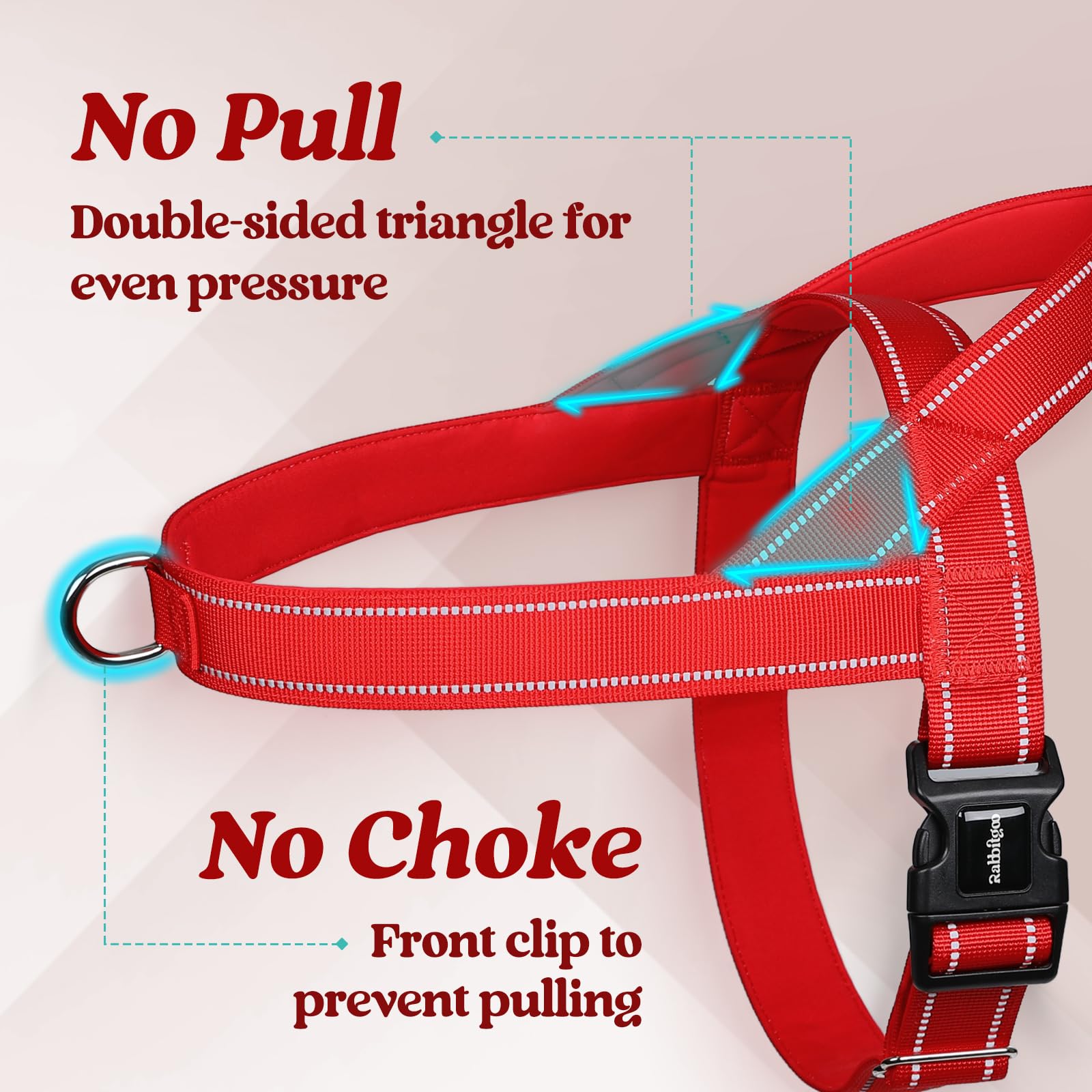 Rabbitgoo Dog Harness No Pull, Quick Fit For Medium Sized Dog With Soft Padded Handle, Chest Adjustable Reflective Pet Vest, No