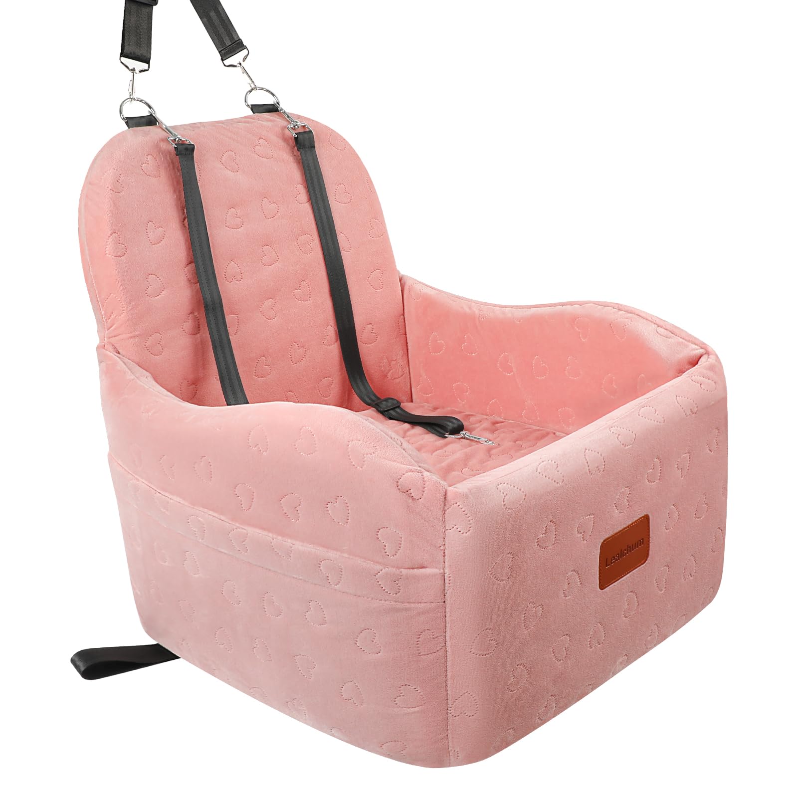Lealchum Dog Booster Car Seat for Small/Medium Dogs,Soft Puppy Portable Car Seat with Elevated Cushion,Fits in Front/Back Seat,F